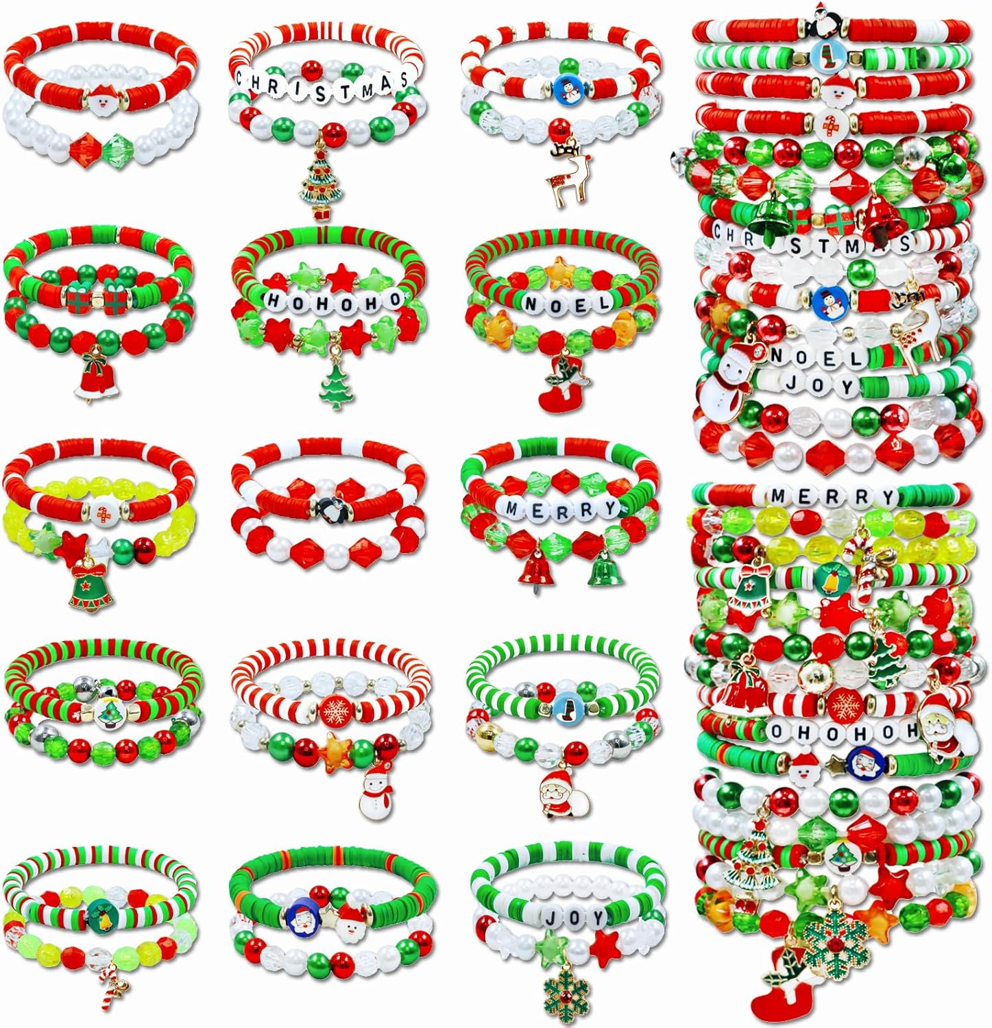 30 Pcs Festive Bracelets Set Colorful Friendship Adjustable Clay Festive Beaded Bulk Women's Clay Surfer Heishi Bracelet for Women Gift Party Supplies