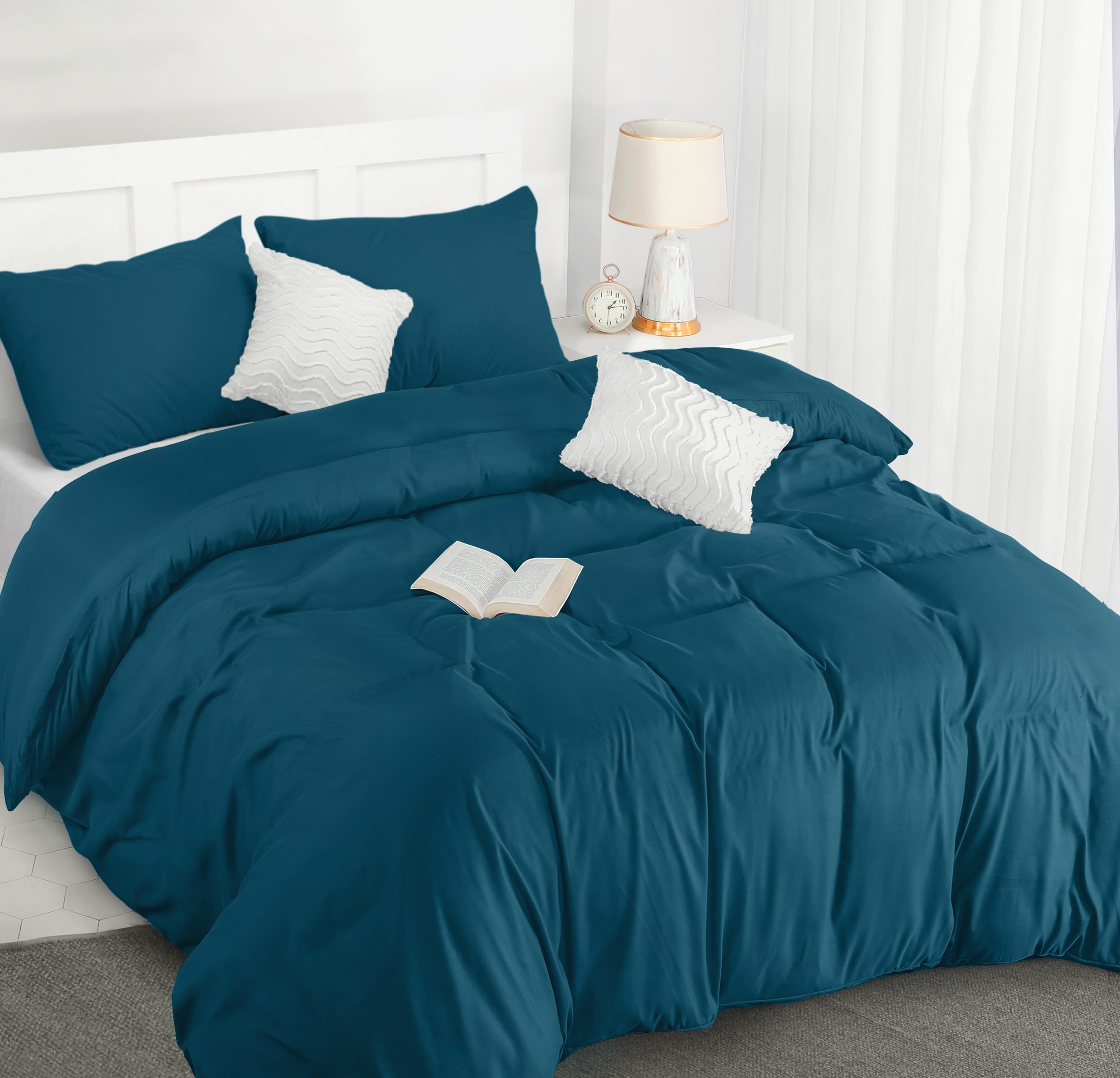 Utopia Bedding Denim Blue Duvet Cover Double - Pack Of 10 - Soft Microfibre Polyester - Bedding Quilt Cover Set With Pillow Cases (Denim Blue)