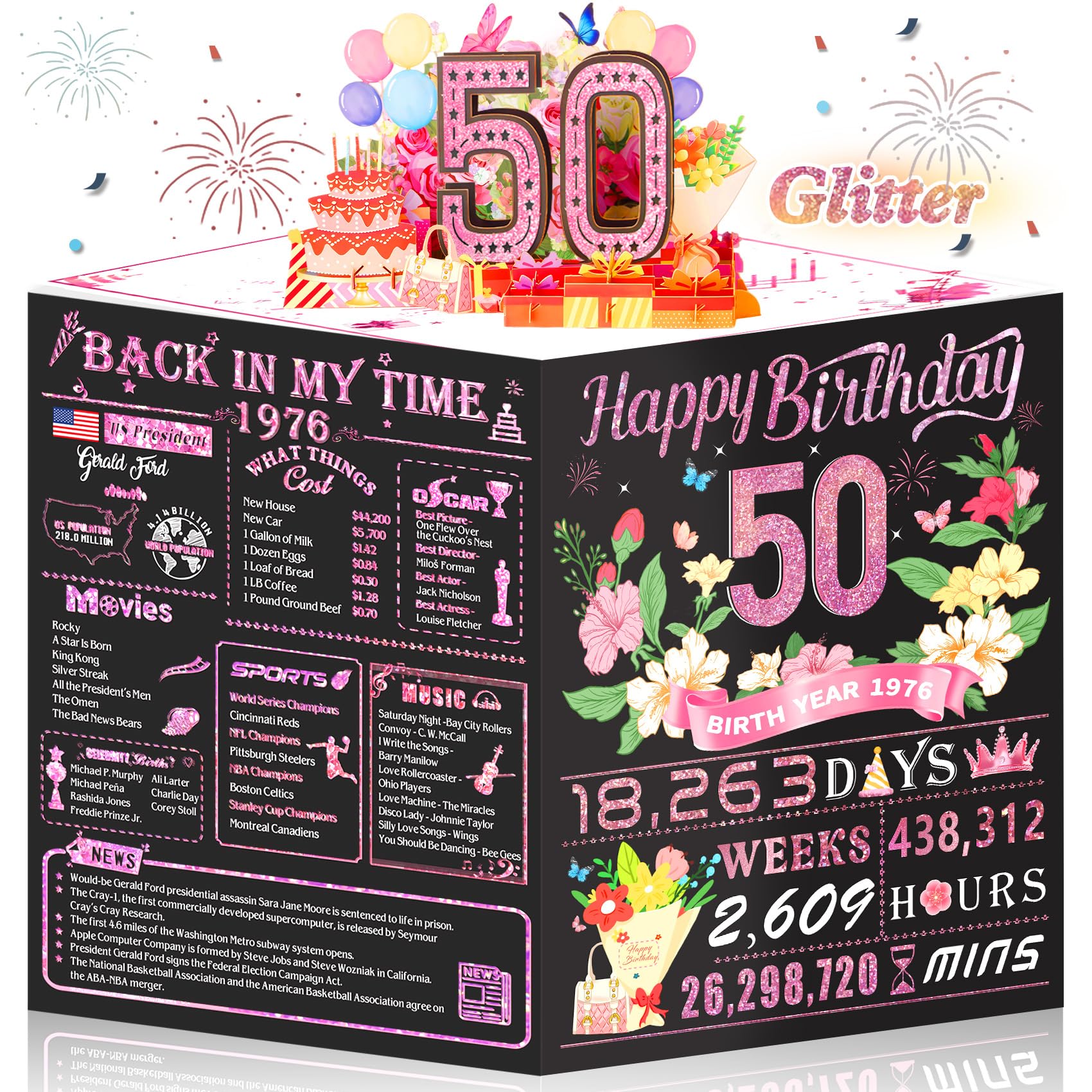 Photo 1 of OLOSONG Jumbo Pop Up 50th Birthday Card - Rose Gold