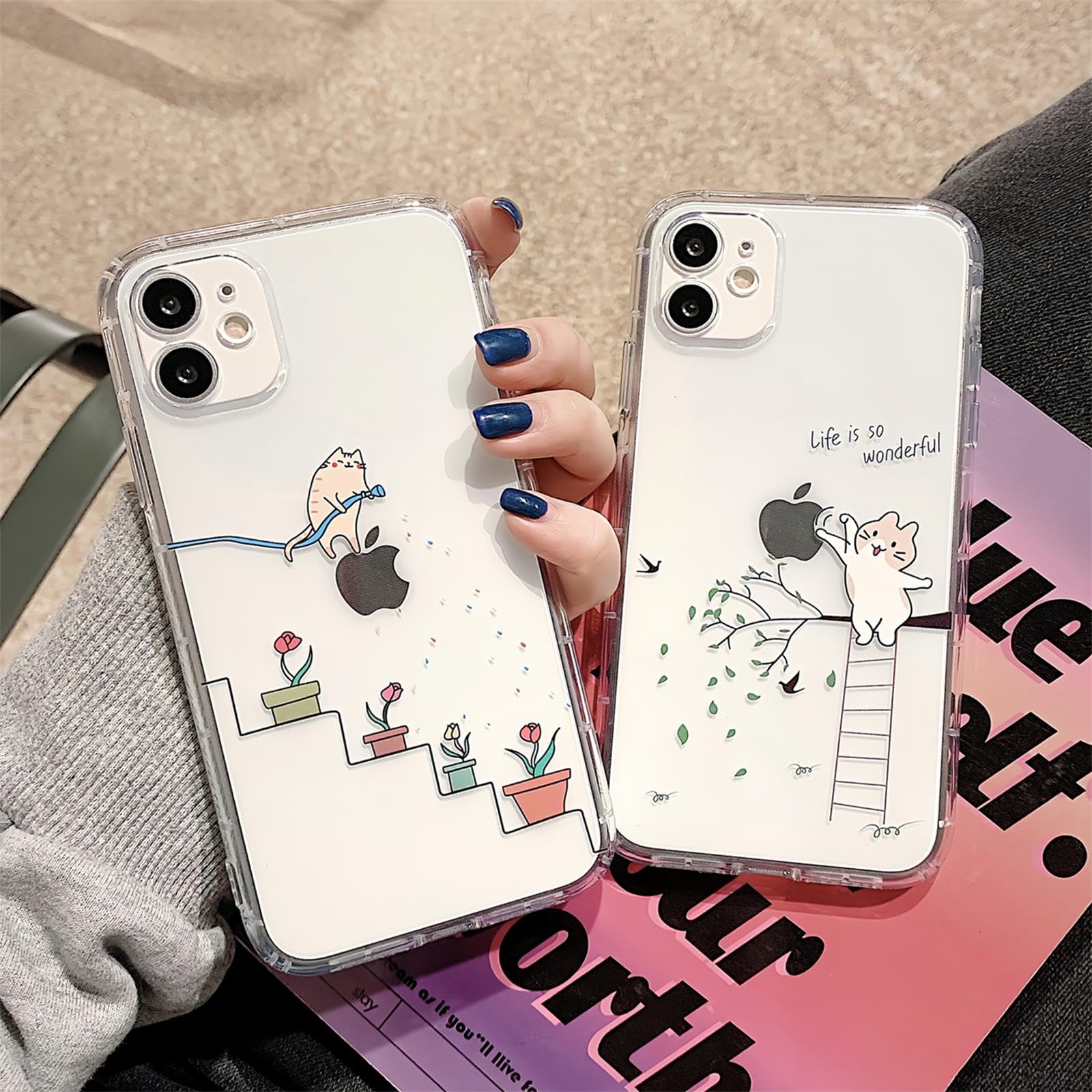 IPhone 16 Pro Hülle Transparent – Dinosaurier Design, Weiches Silikon, Kratzfest, TPU, Cat-Scratch-Blätter-Muster