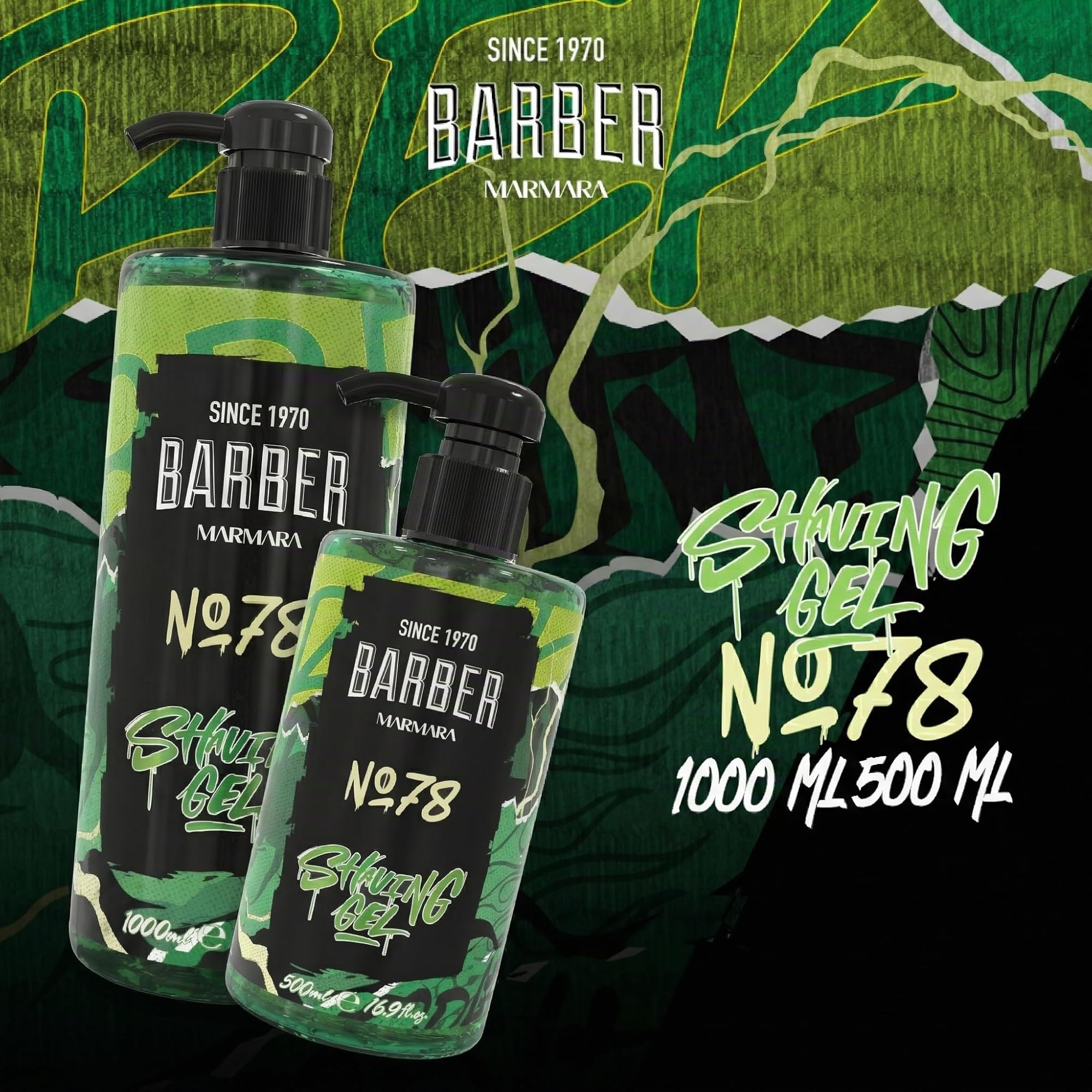 barber marmara Gel da barba da uomo n. 78 - Gel da barba trasparente da 1000 ml - Shaving Gel Men - rasatura precisa dei contorni della barba - non schiuma,raffredda la pelle