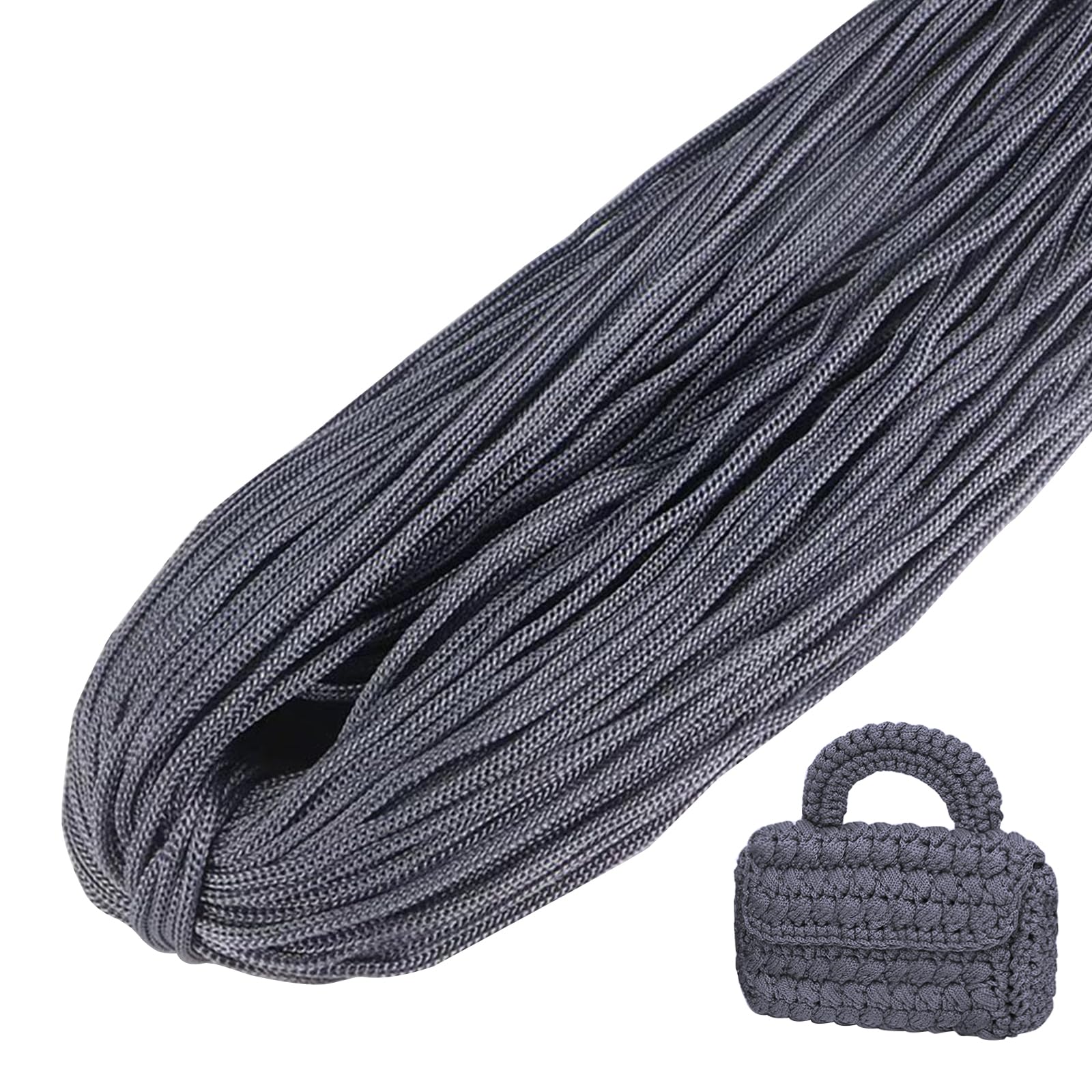 LEREATI Polyester Macrame Cord 3mm x 200m (656ft) Braided Cord Polyethylene Rope Macrame Yarn, Polyester Yarn for Crocheting, DIY, Craft Bag, Wall Hangings, Rug (Dark Gray)