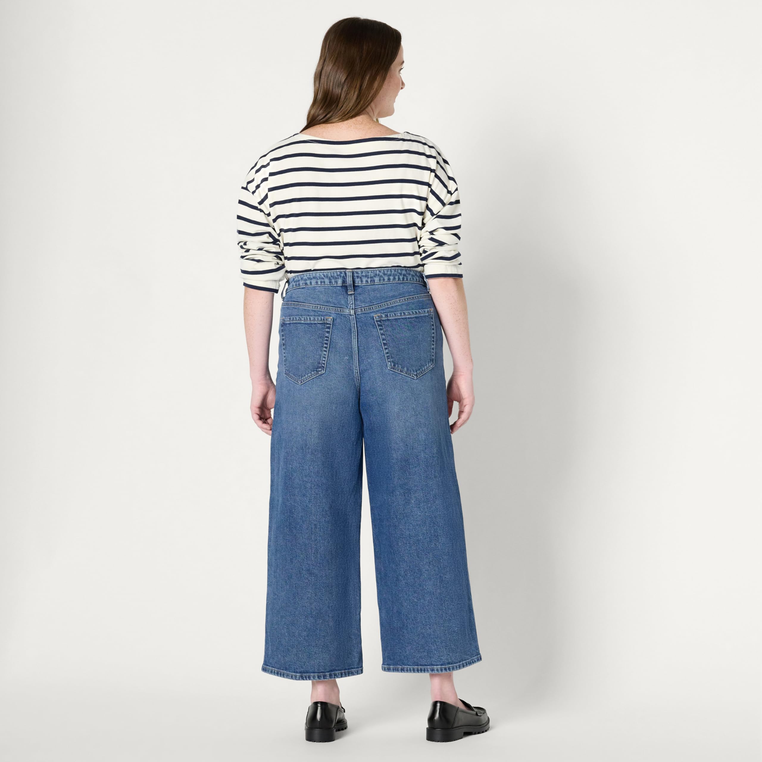 Amazon Essentials Jeans Cropped a Vita Alta con Gamba Larga Donna