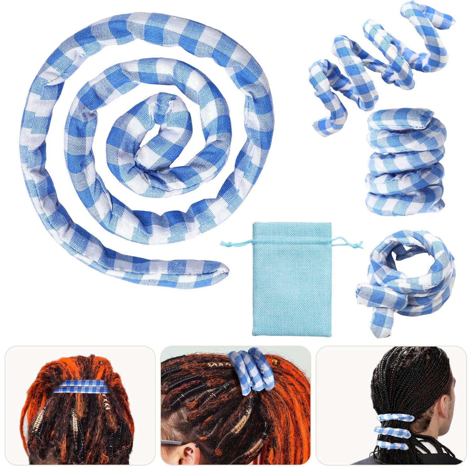 Spiral Lock Hair Tie Dreadlock Accessories - LUCHOI Bendable Loc Hair Tie Ponytail Holder, Iron Wire Long Dread Locks Hair Tie for Women Men Thick