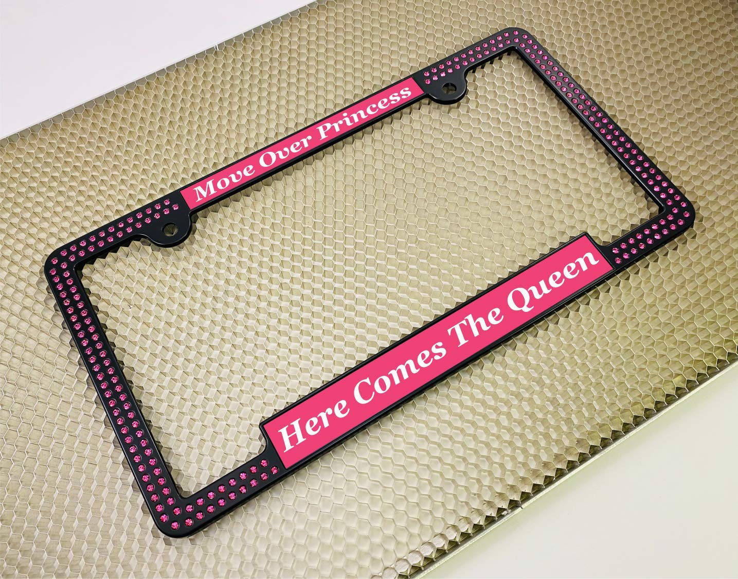 Crystals - Custom Personalized Black Metal Car License Plate Frame with Pink Cr - Picture 39 of 132