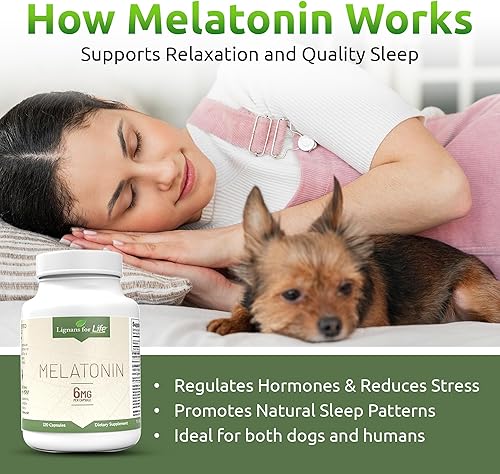 Miniatura 3 de Lignans for Life Melatonina para perros y personas, 6 mg - 120 cápsulas