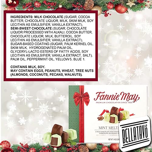 Miniatura 6 de Paquete variado de caja de regalo de chocolate navideño Incluye caja de dos 14 onzas de caramelo de chocolate navideño Fannie May más un imán de