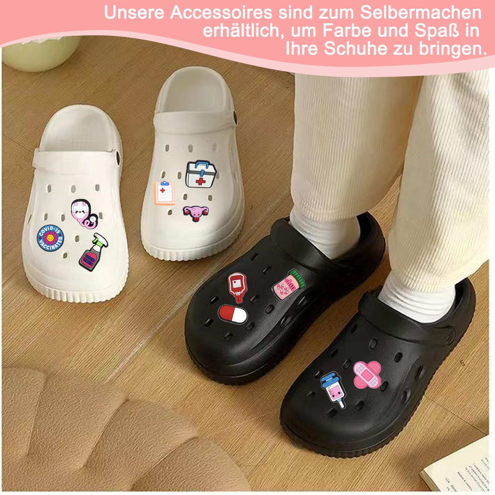 Wtyki do butów dla pielęgniarki, 40 sztuk, przypinki Crocs, ozdoba do butów dla dzieci, ozdoba do butów, ozdoba butów, PVC