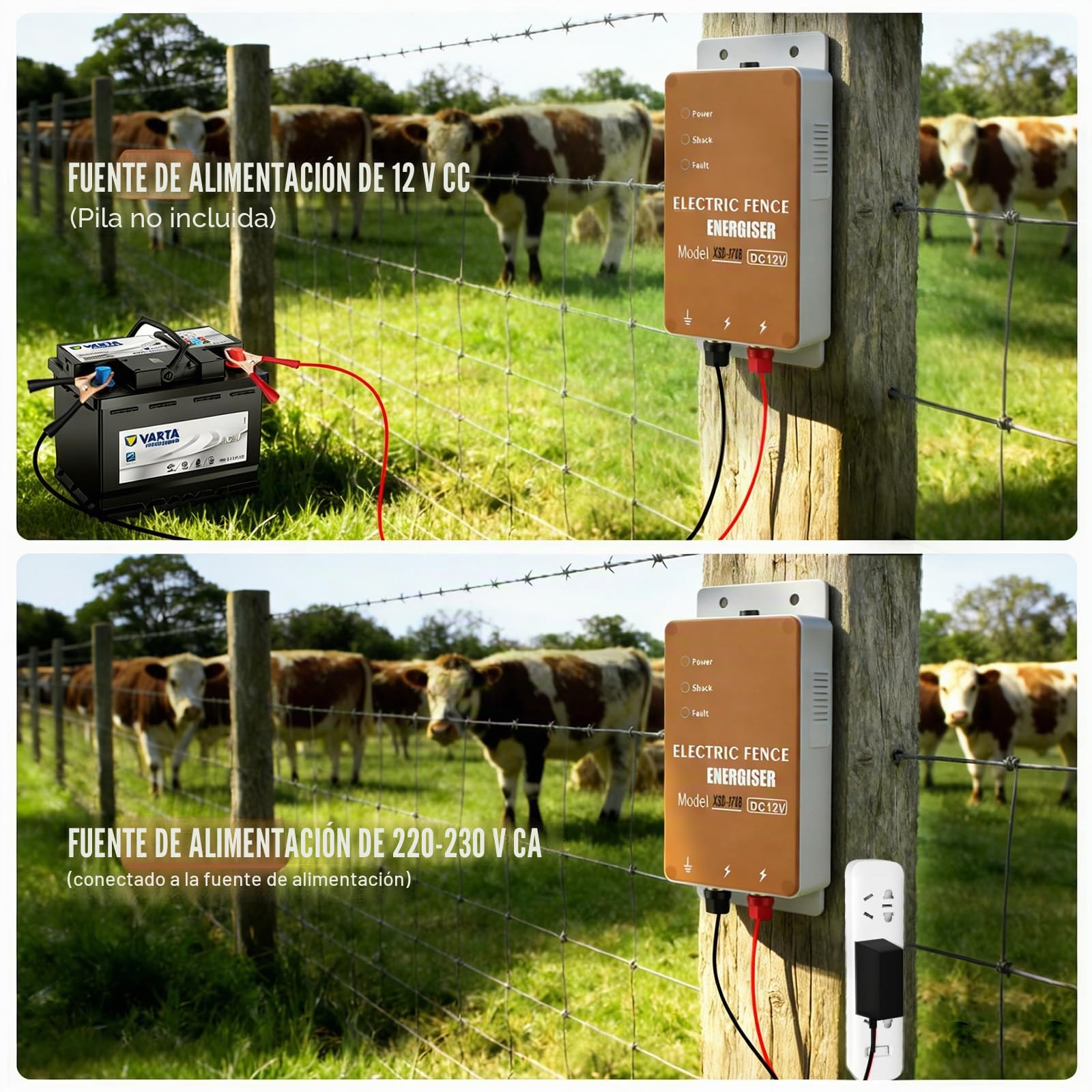 Pastor Electrico 1,5J/10kV baja impedancia – Potente equipo 10 km para pastos pequeños. Protección para ganado, ovejas, aves contra jabalíes. Controlador impermeable.