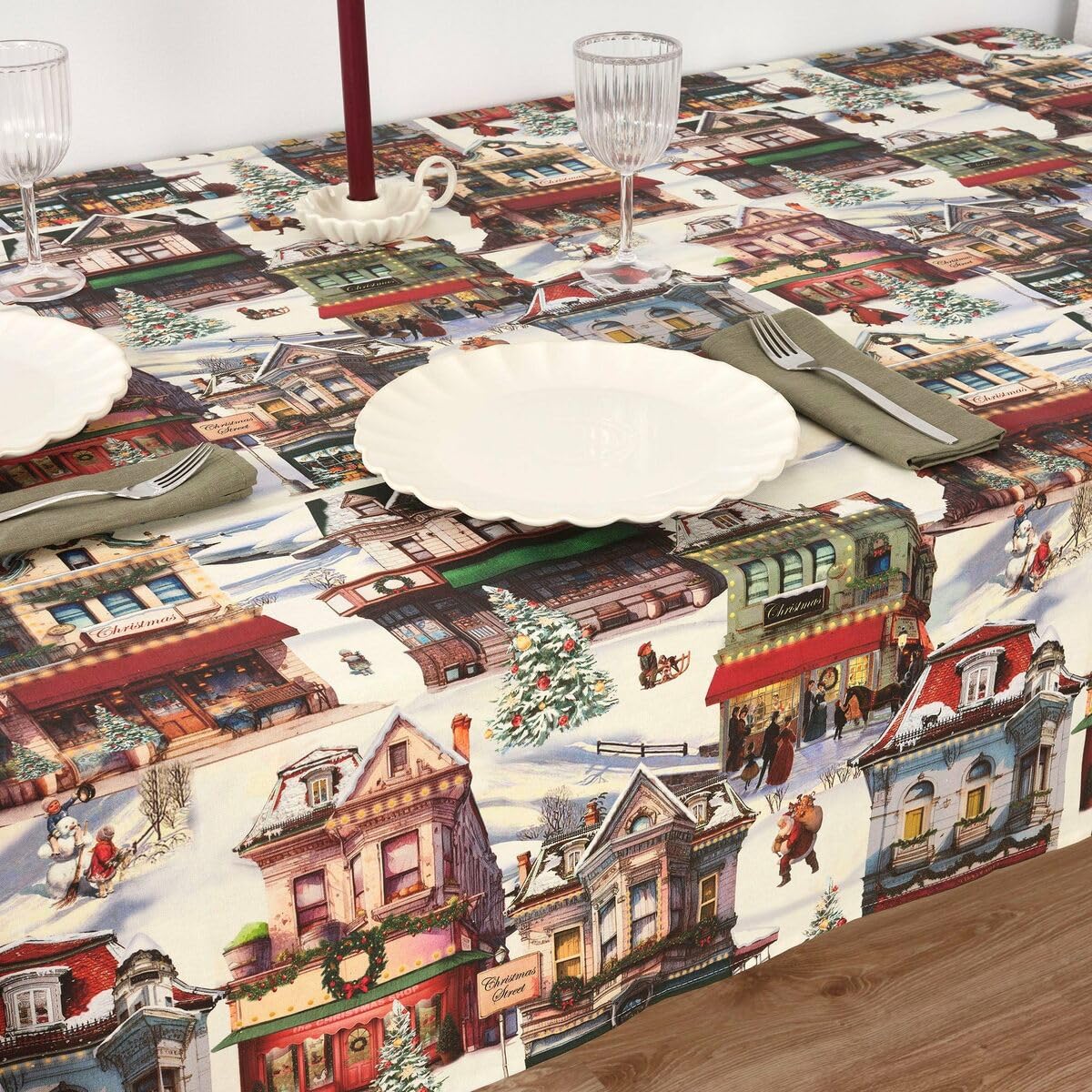 Muaré Tovaglia resinata Antimacchia Belum Christmas City 300x140 cm