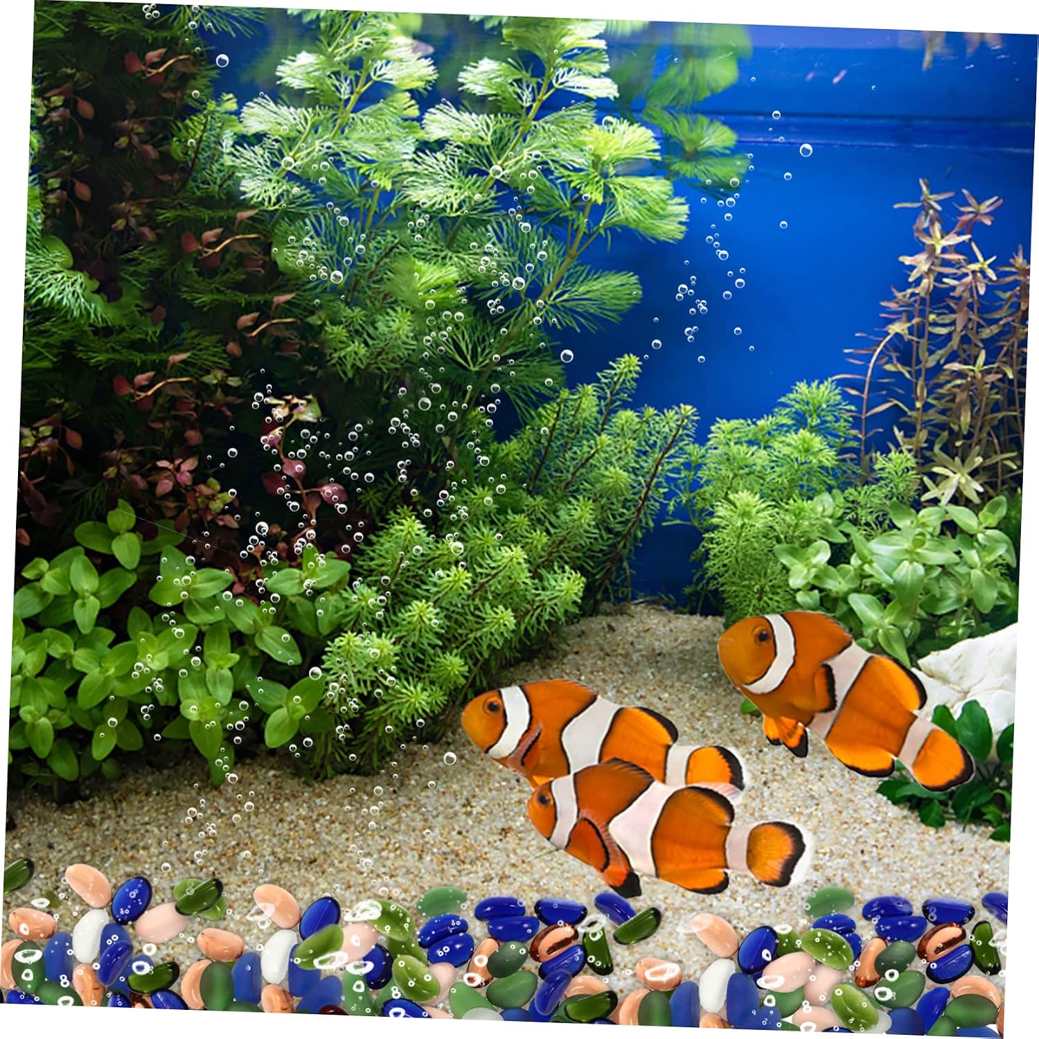 BESPORTBLE 1000g Decorative Stones for Aquariums Polished Glass Landscaping Pebbles for Fish Tanks for Betta Fish for Home Decor