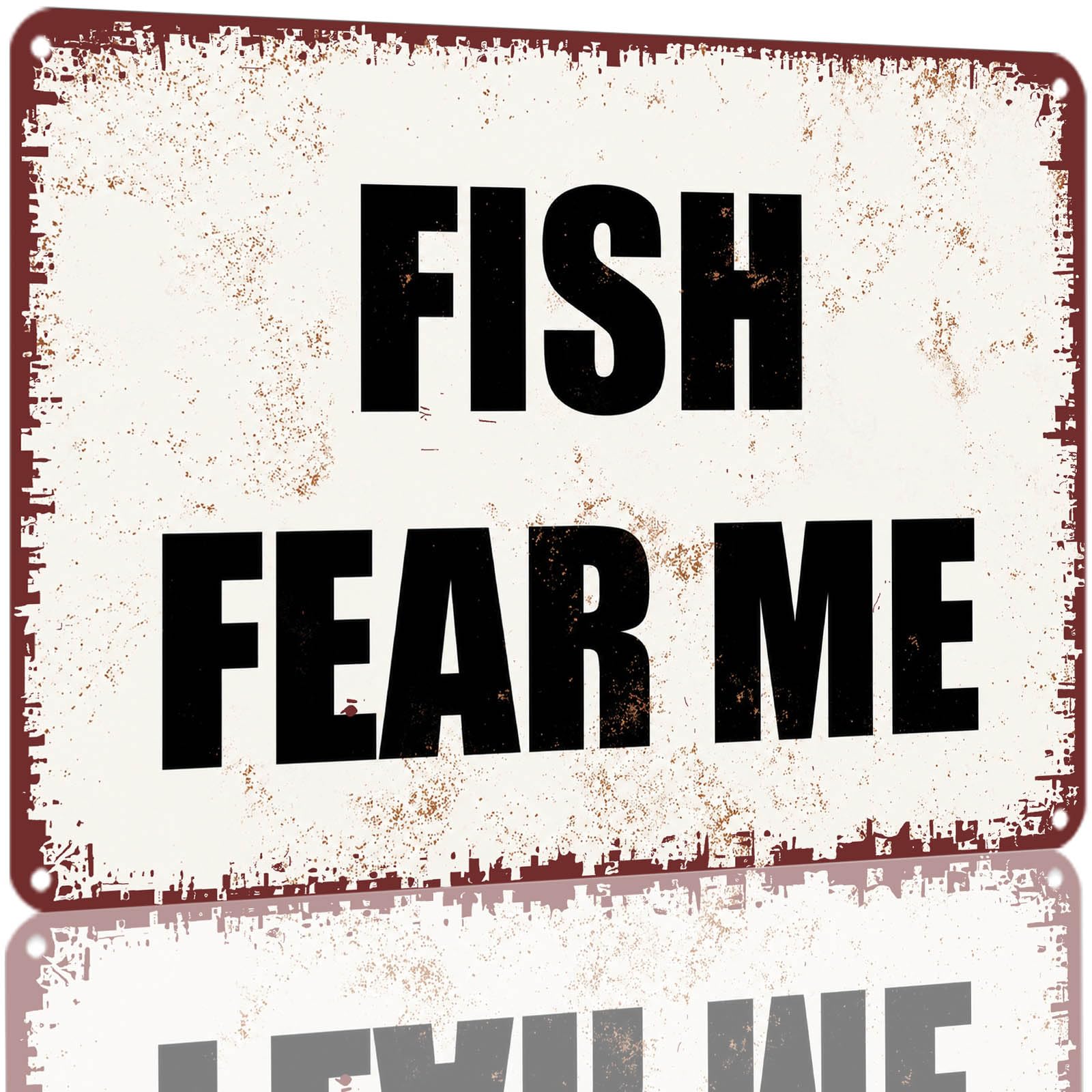 Kwqdozf As Pic Vintage Aluminum Metal Sign 8X12 Inch Fish Fear Me Decorative Tin Sign For