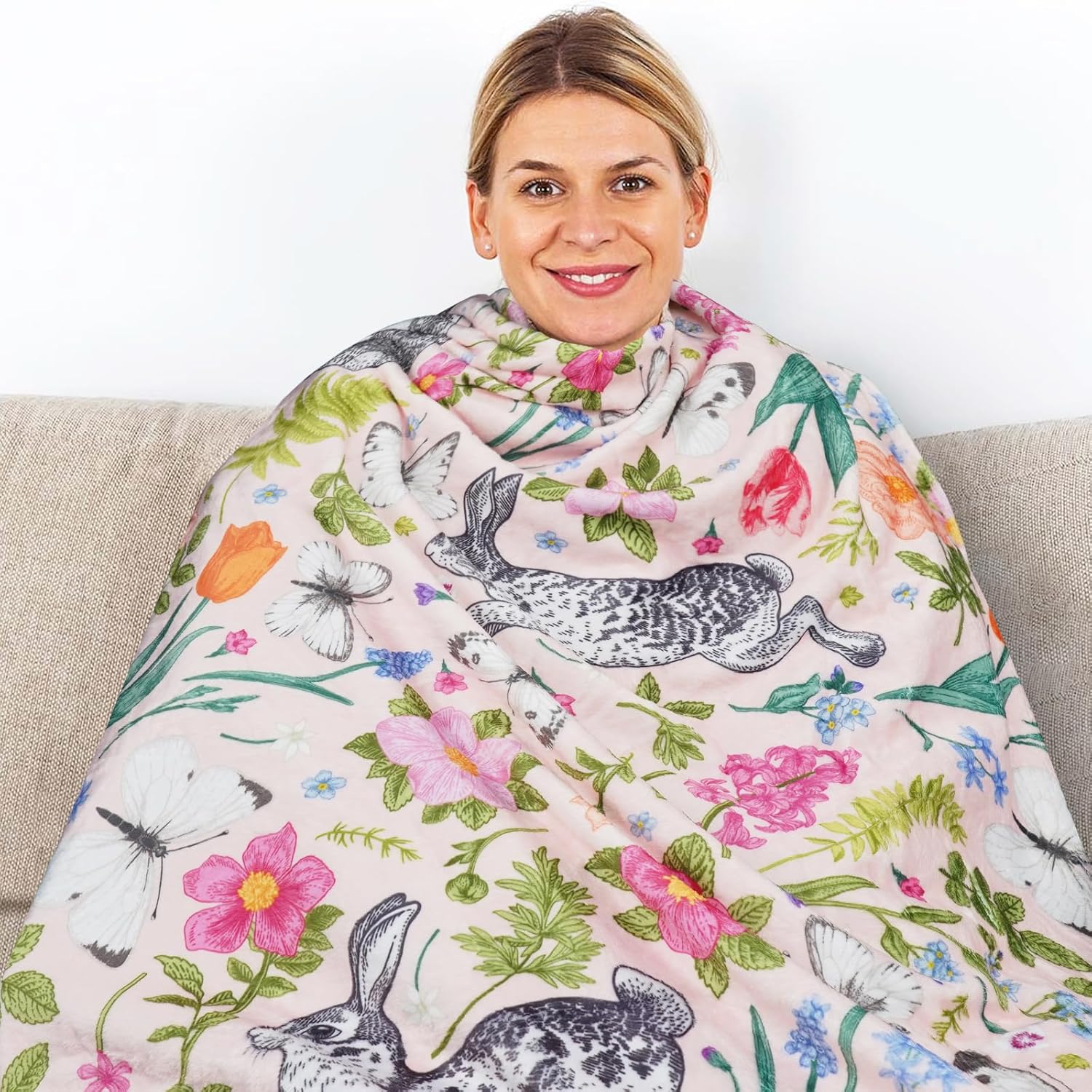 Easter Throw Blanket for Couch, Bunny Blanket for Bedroom and Living Room, Easter Gifts for Women, Family, Friends, Teachers, Cowokers - Image 3