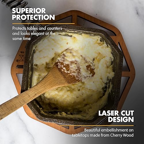 Miniatura 3 de FINEX Salvamanteles de madera de cerezo cortado con láser de 8 pulgadas, fabricado en los Estados Unidos