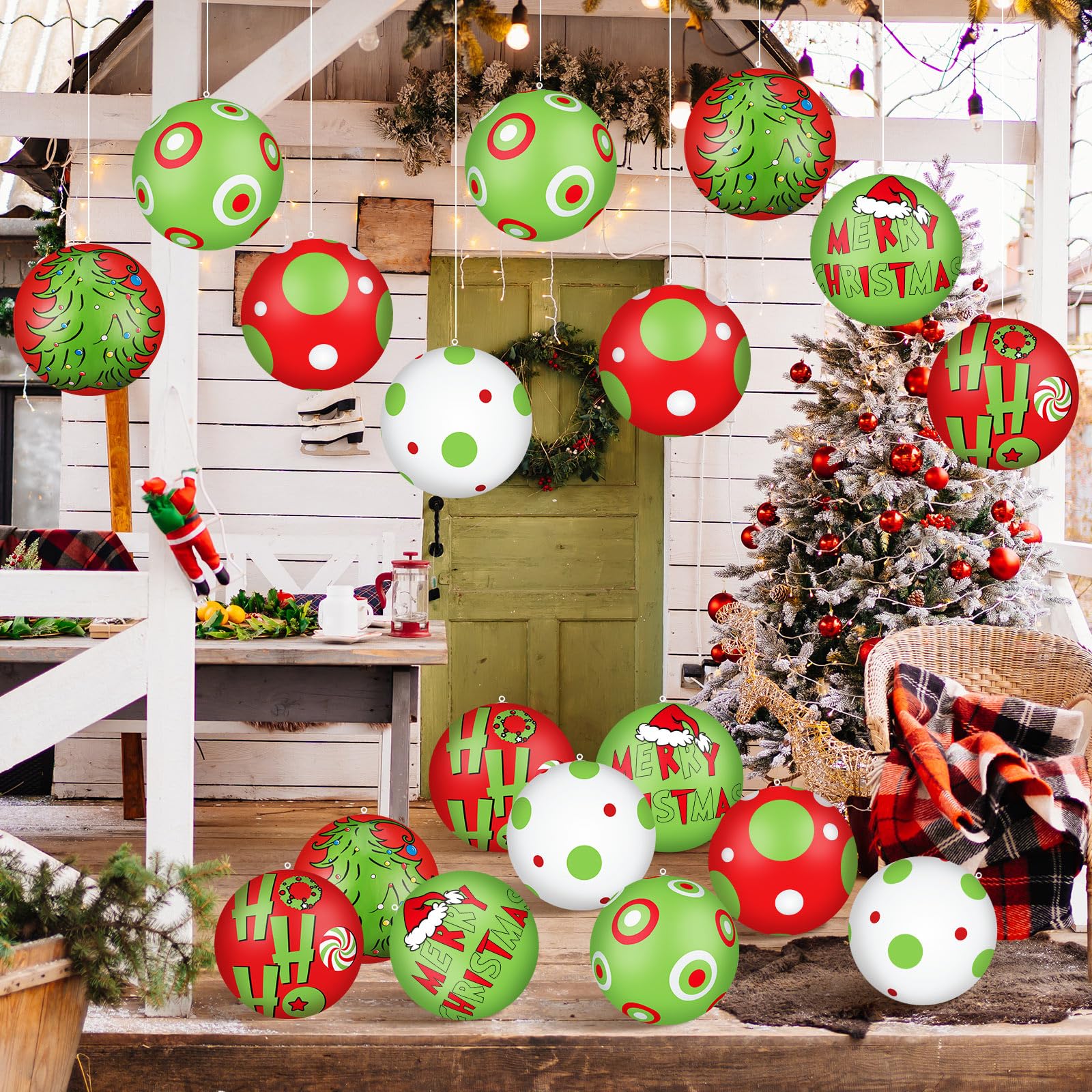 Large Inflatable Decorations 16pc 9-Inch Inflatable Christmas Balls - PVC Outdoor  Tree Decorations Christmas Tree Decorations, image size:1600x1600