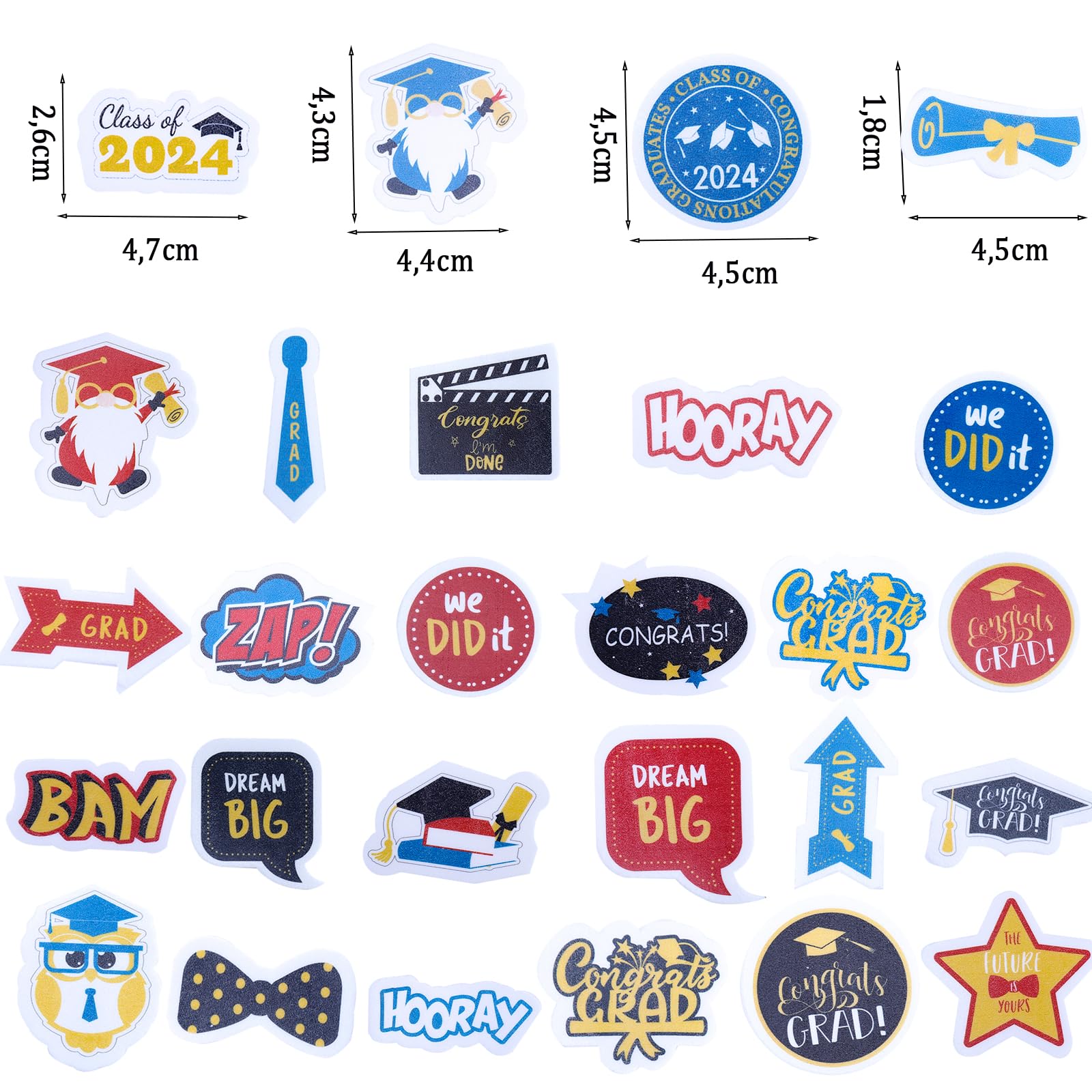ENLACE Essbare Tortendeko Abschluss Deko für Torte,72 Stück Graduation Tortendeko Essbar,Esspapier Tortendeko Grade Cap Cupcake Topper Essbar,Kuchendeko für 2024 Abschluss Party Partyzubehör