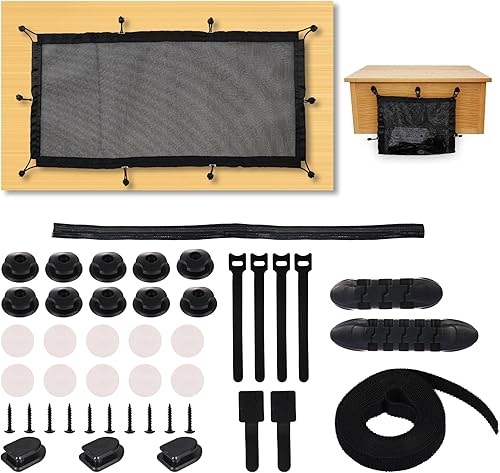 APEXLEAP Red de gestión de cables debajo del escritorio, extra grande 30 x 14 pulgadas, gestión de cables debajo del escritorio, gestión de cables