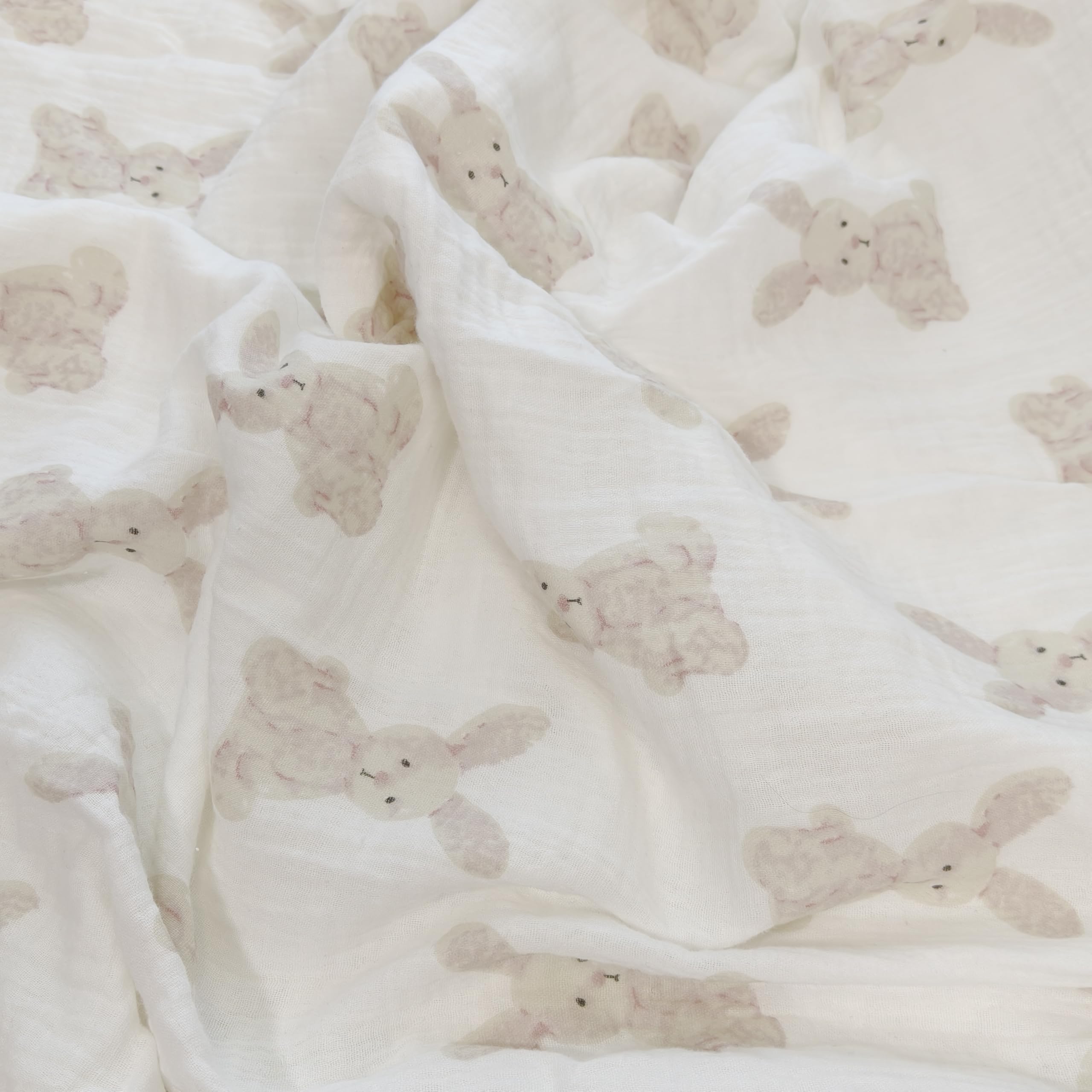 Baby Soft Muslin Thick Blanket Cotton and Dotted Backing Double Layer Receiving Blanket 40"x40" Bunny