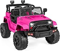 Best Choice Products 12V Kids Ride-On Car w/ Parent Remote, Spring Suspension, LED Lights, Bluetooth - Hot Pink, 61 lbs Capacity