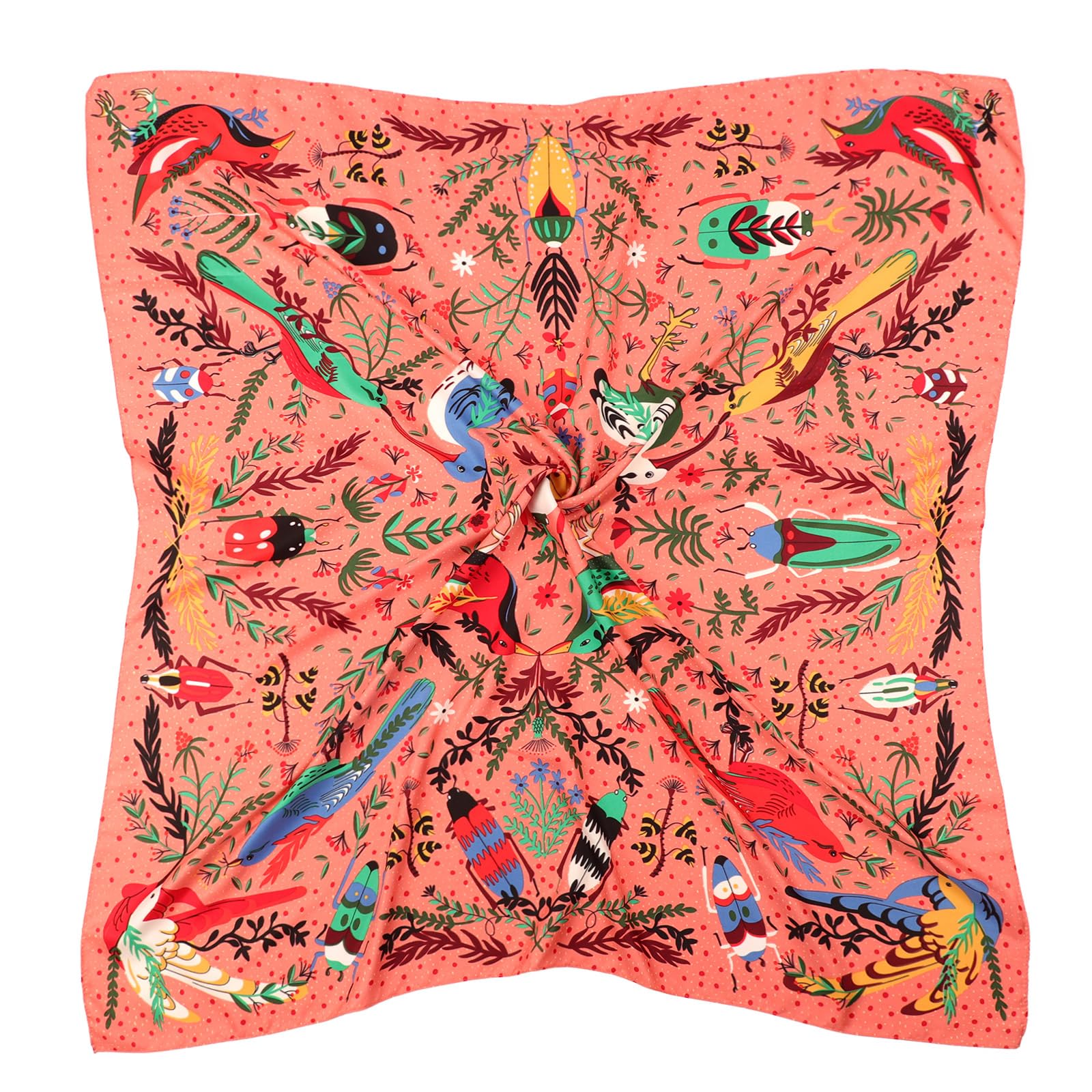 DRESHOWLarge Square Satin Headscarves Hair Scarves Silk Accessories Classic Patterned Squares Beach Bandanas for Women