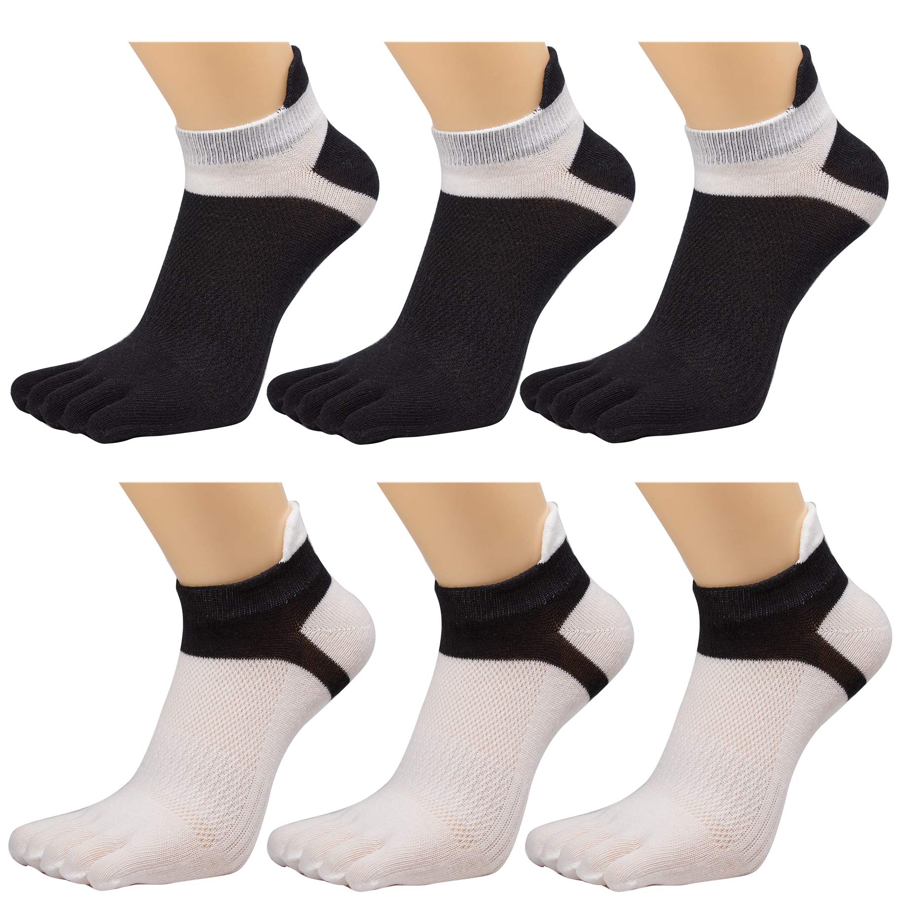 HONOW Women's Low Cut Toe Socks Ankle Cotton Running Socks(Pack of 5/6): Color 29 (Ankle Length)