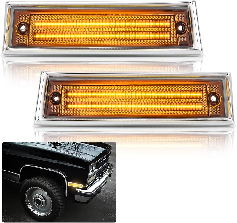 Luzes de posição laterais LED Bestview dianteiras para Chevy C10 C20 C30, GMC C1500 C2500, Suburban, Blazer e Jimmy – Par