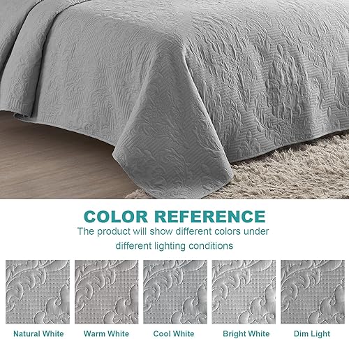 Vista 119 de Hansleep - Edredón blanco tamaño Queen – Colcha barroca ultrasónica para todas las estaciones, juego de ropa de cama suave y ligero, 3 piezas