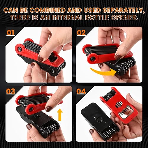 Miniatura 4 de LOZAGU Juego de llaves de estrella a prueba de manipulaciones de 12 piezas, T6 a T40, juego de llaves Torx de seguridad plegable