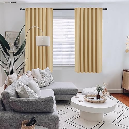 Miniatura 7 de WONTEX Cortinas opacas de 42 x 45 pulgadas de largo, color beige, con aislamiento térmico, oscurecimiento de la habitación, pestaña trasera y