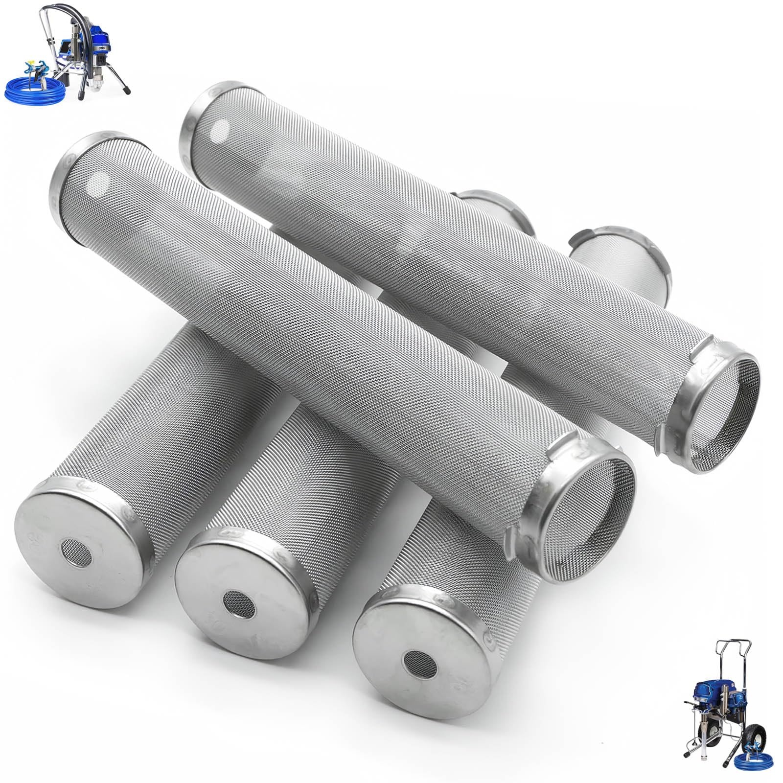 167025/224459 /238438 100 Mesh Manifold Filter Airless Paint Sprayer Filter，Compatible with Graco Parts Number 214570, 236789, 218029, Ultra 500/1000, Durable High-Pressure Filter Replacement 5 Pack