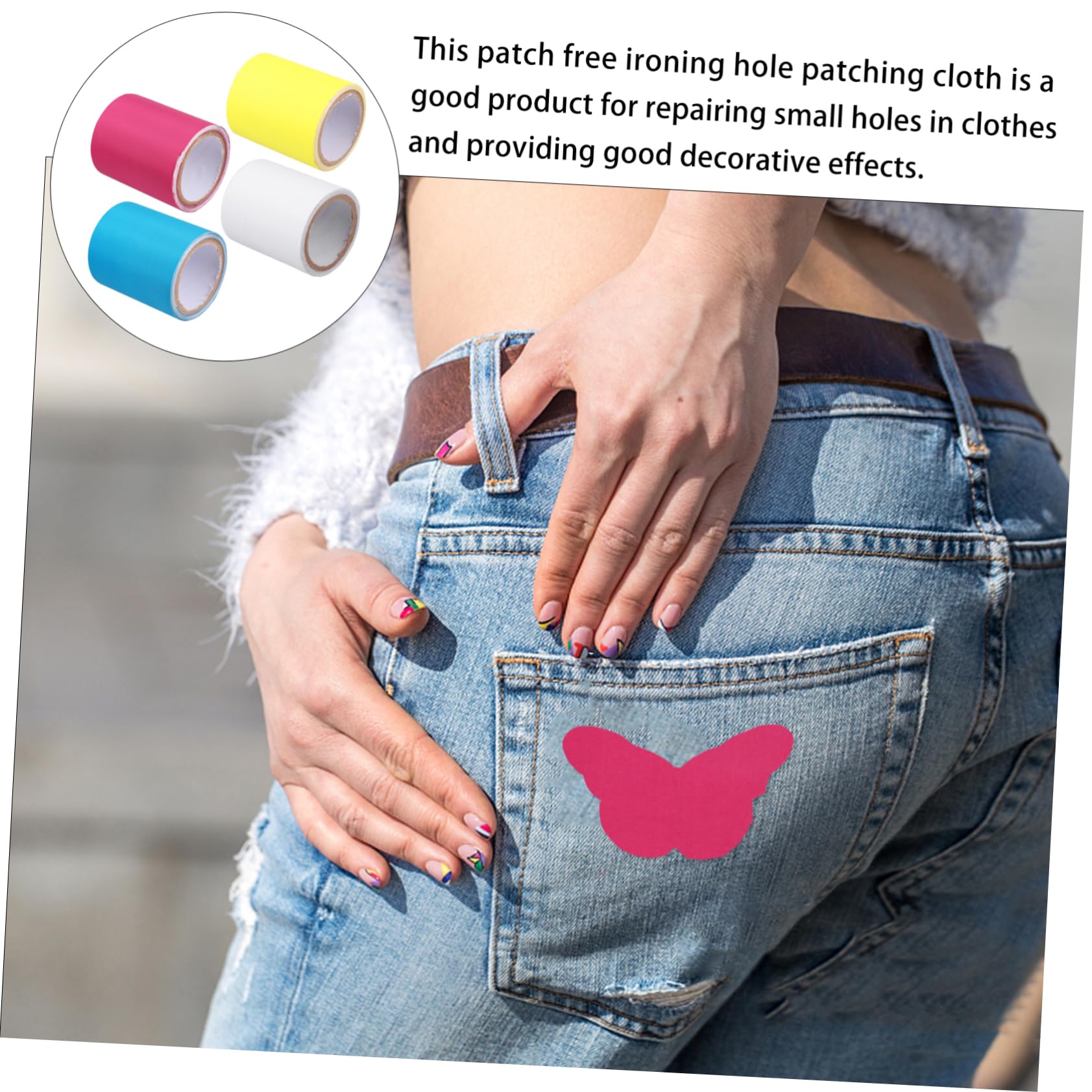 Tofficu 8rollen Selbstklebende Reparaturflicken Bügelflicken Für Kleidung Farben Praktisches Nähmaterial Für Jeans Jacken Und Handtaschen Einfach Anzuwenden Und Langlebig