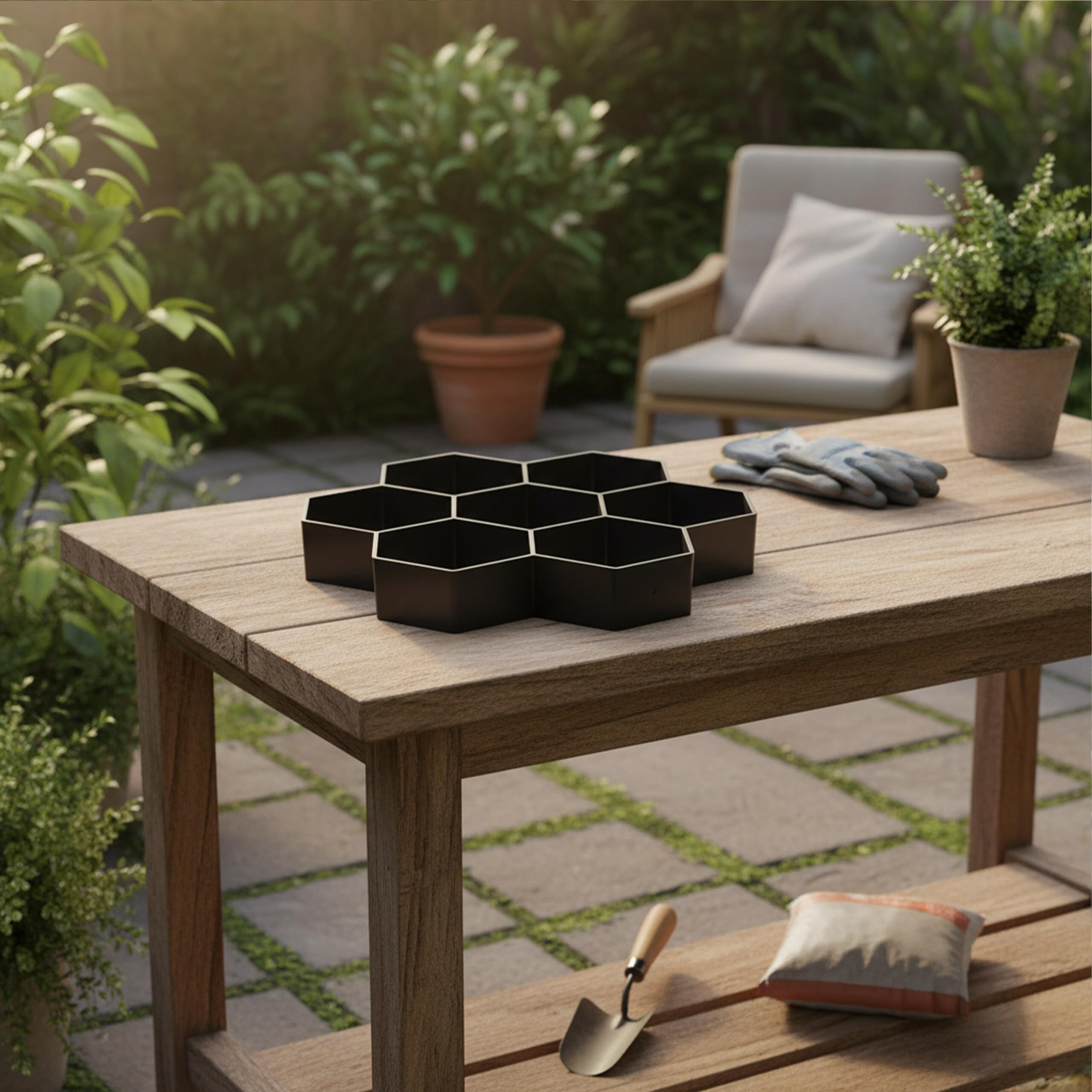Relaxdays Stampi pavimentazione Alveare, Set 2, 30 x 30 cm, calcestruzzo e Giardino, Nero