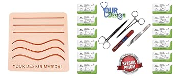 Suture Practice Kit for Suturing Training Includes Silicone Suture Pad with Wounds and Suture Tool Kit Education Use Only