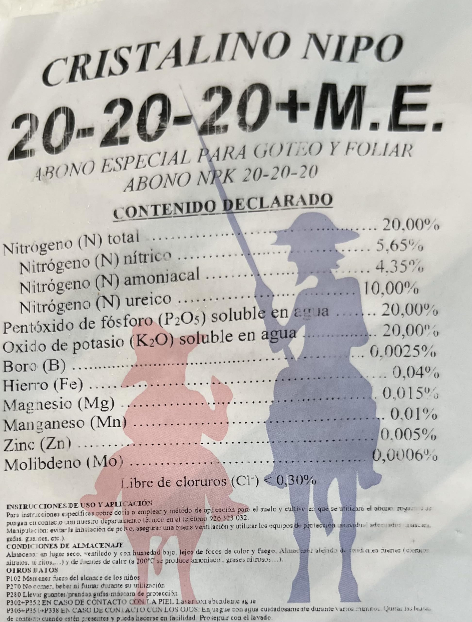 Abono NPK 20-20-20 en forma de sal cristalina Para certificación y uso foliar, Fertilizante en base de nitrato potásico.