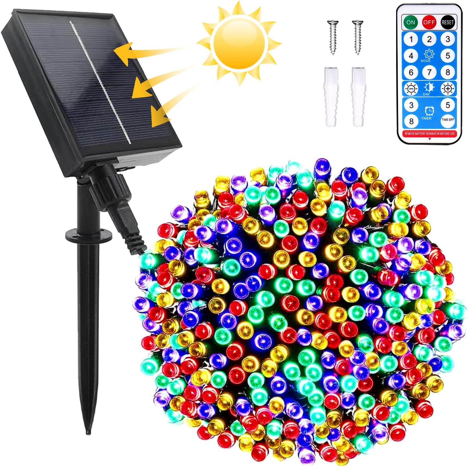 200 Multi Colour LED Solar Powered Fairy Lights Waterproof Solar
