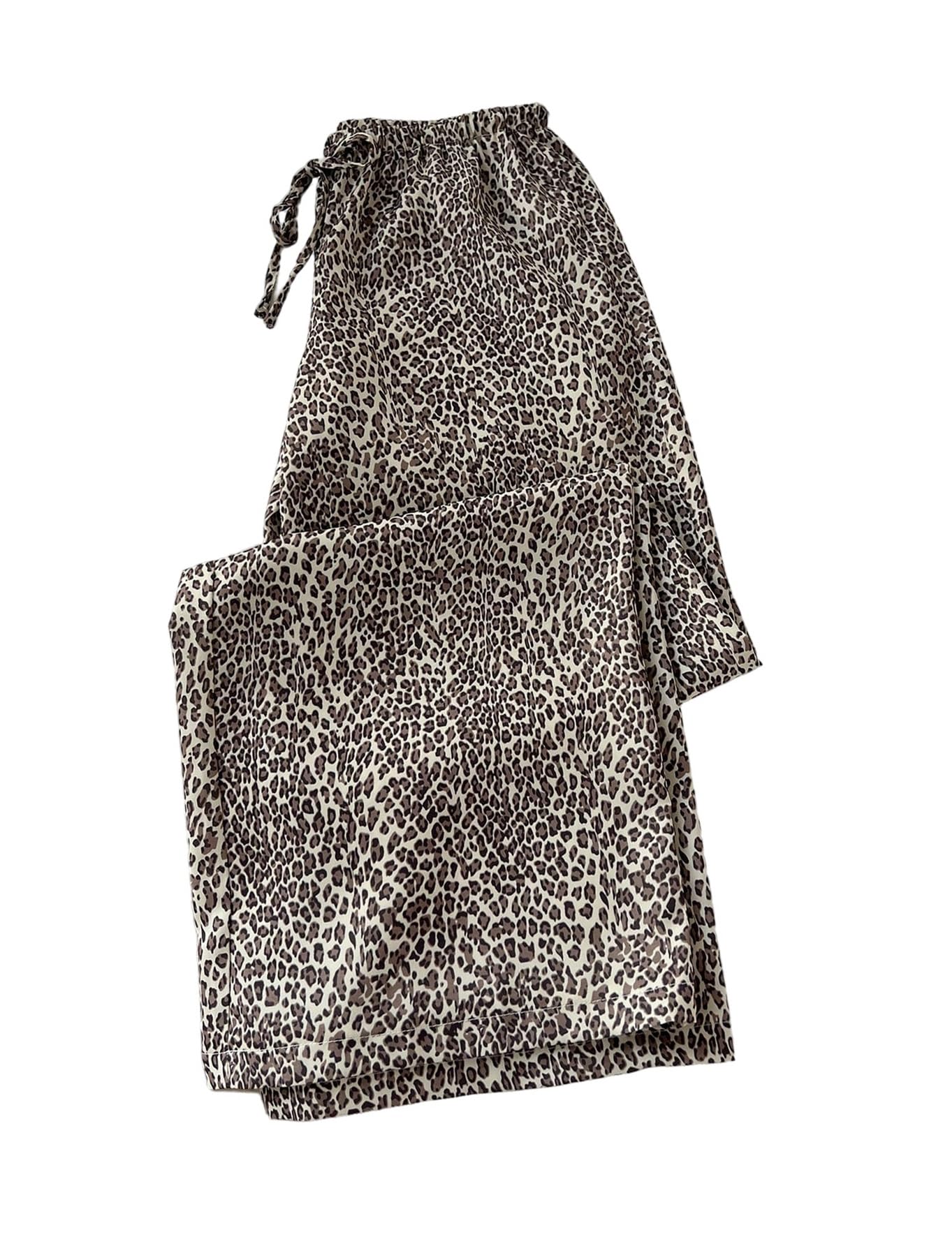 Floerns Womens Y2k Wide Leg Pants Leopard Drawstring Low Waist Loose Lounge Trousers