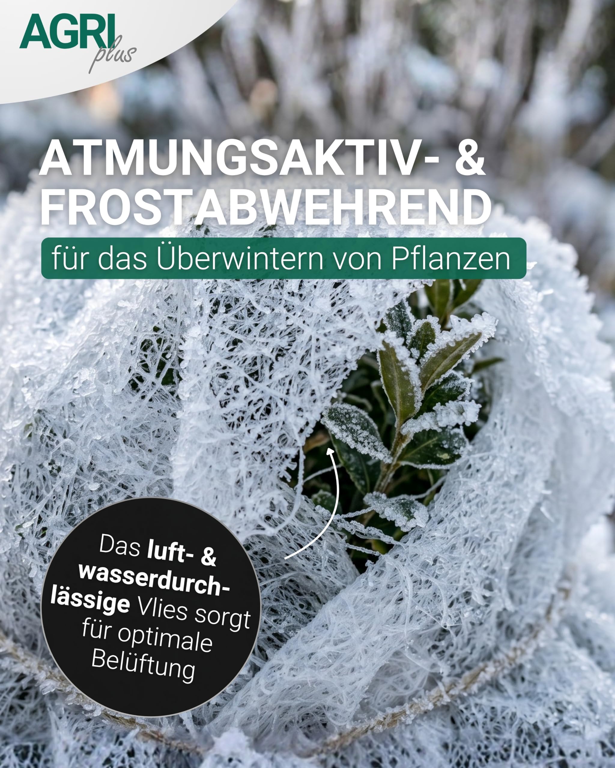AGRIplus Winterschutzvlies 30 g/m² I 2,40 x 100 m I Verschiedene Maße I Frostschutzvlies, reißfest & atmungsaktiv I Pflanzenschutz für Winter, Garten, Balkon & Kübelpflanzen