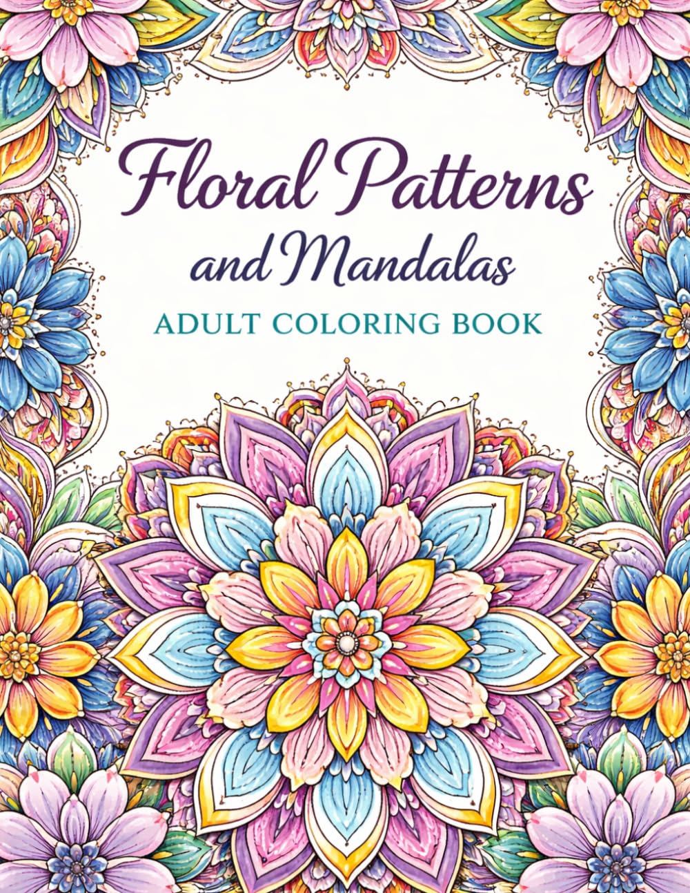 FLORAL PATTERNS AND MANDALAS: 55 Relaxing Mandala & Floral Designs for Stress Relief, Mindfulness, and Creative Calm