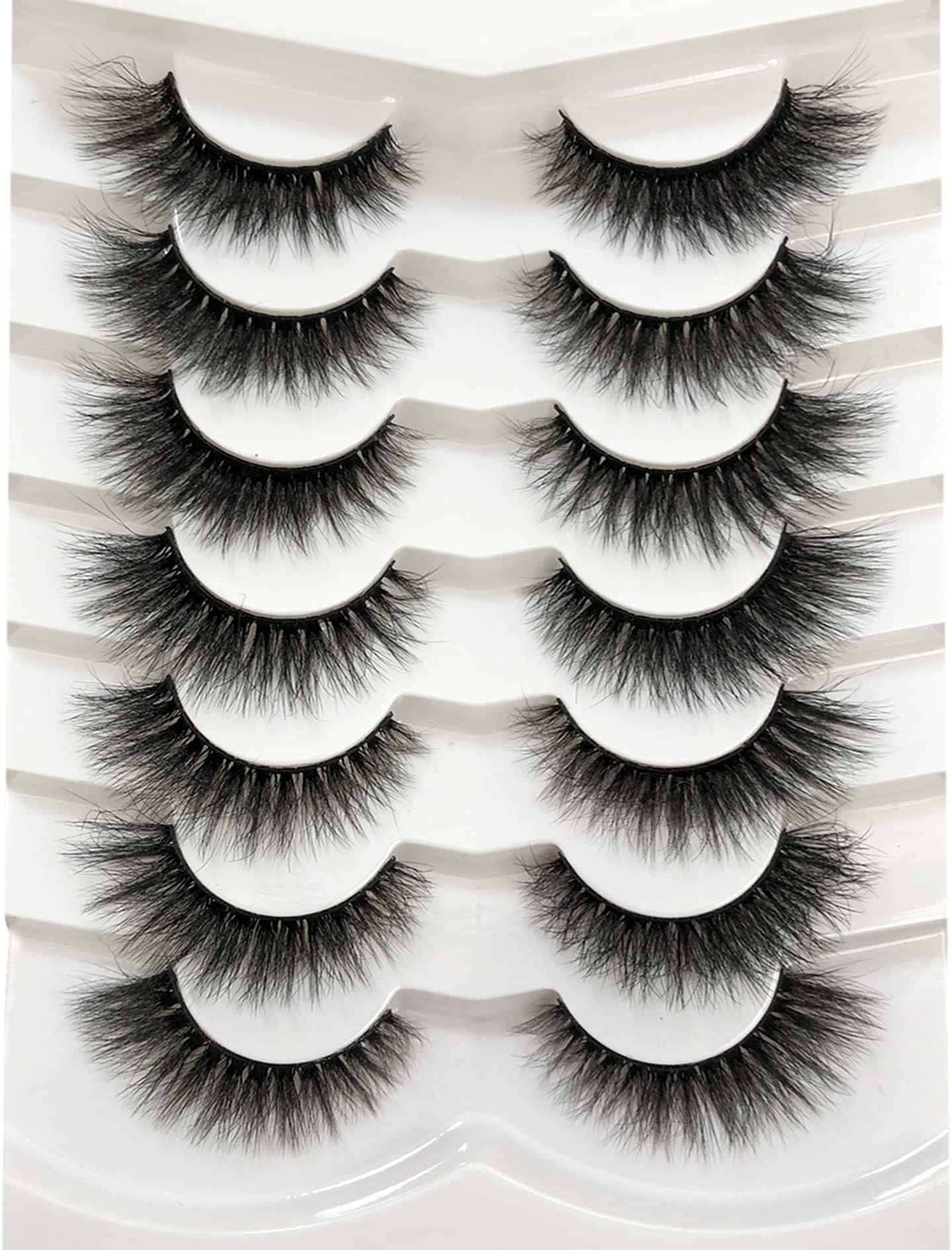 Pooplunch False Eyelashes Cat Eye Wispy Extensions Faux Mink Lashes Pack Short Natural Volume Fake Eyelash Strips 7 Pairs Pack