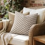 MIULEE Set of 2 Decorative Floral Pillow Covers Neutral Vintage Throw Pillows Block Print Boho Farmhouse Cushion Covers for Modern Spring Home Decor Couch Sofa Bed Living Room, 18x18 Inch, Light Taupe