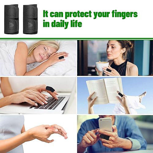 Miniatura 6 de YEEKORO Férula de dedo 2 piezas de soporte de dedo de un solo dedo con correa de fijación ajustable, enderezador de dedos para lesiones deportivas,