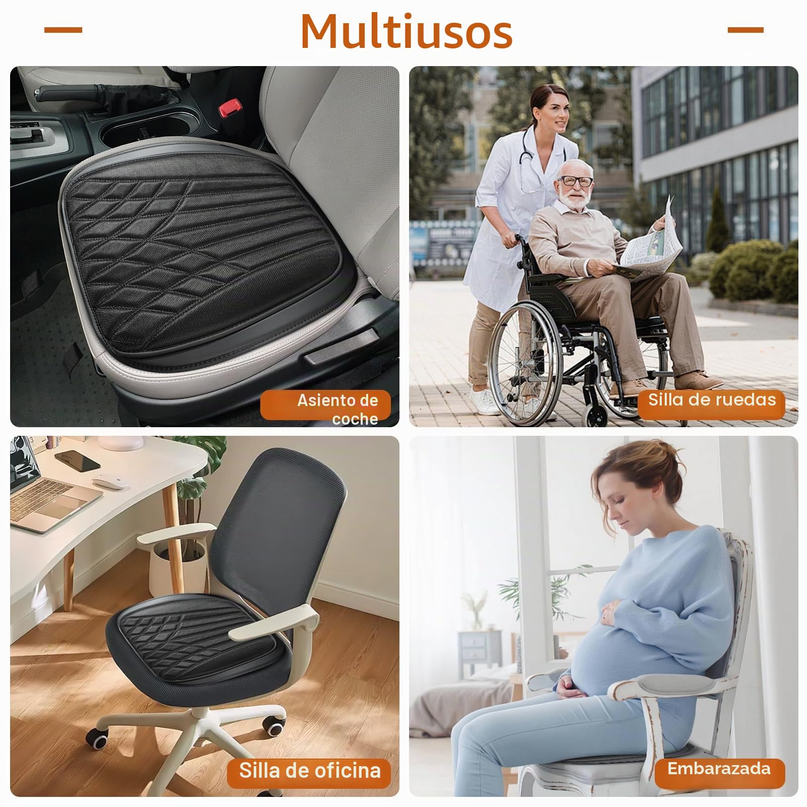 ZATOOTO Cojin Asiento Delanteros Coche, Fundas Asientos Coche, Protector Asiento Coche, Cojin Coche Conductor, Tanspirable, Antideslizante, Universale