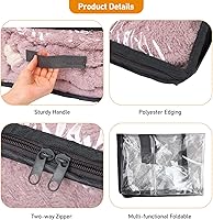 Vista 6 de Fixwal 2 bolsas pequeñas de almacenamiento de edredón con cremallera de 35 litros de capacidad, almacenamiento de armario de plástico transparente