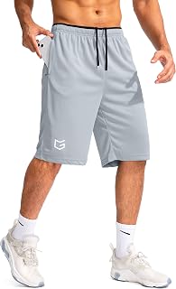 G Gradual Men's 11" Long Basketball Athletic Shorts with Zipper Pockets