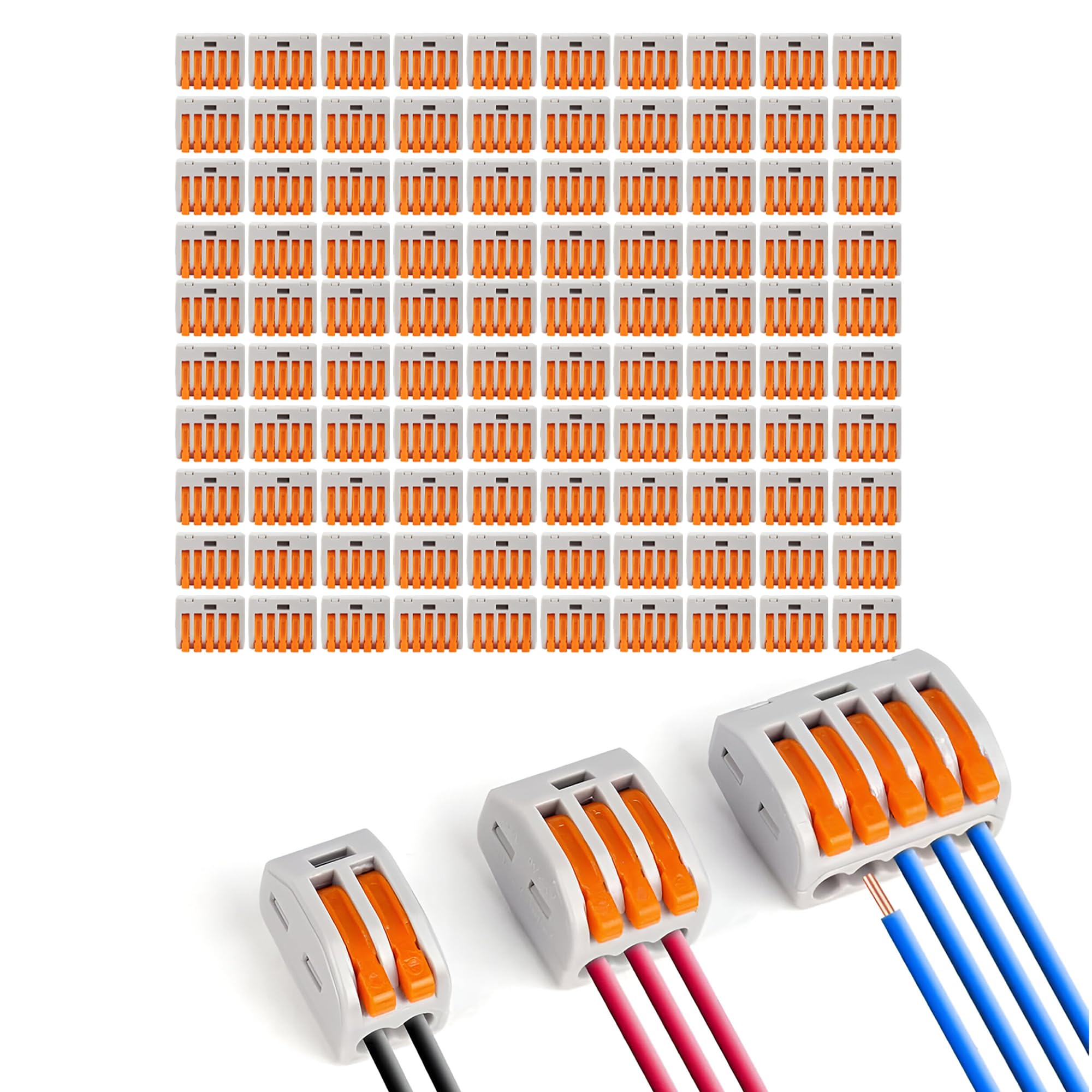 LEDSONE 10pcs Lever Nut Wire Connectors Electrical 3 Port Terminal Block Spring Wire Push Clamp Quick Compact Splicing Connectors for Circuit Inline, Flame retardant