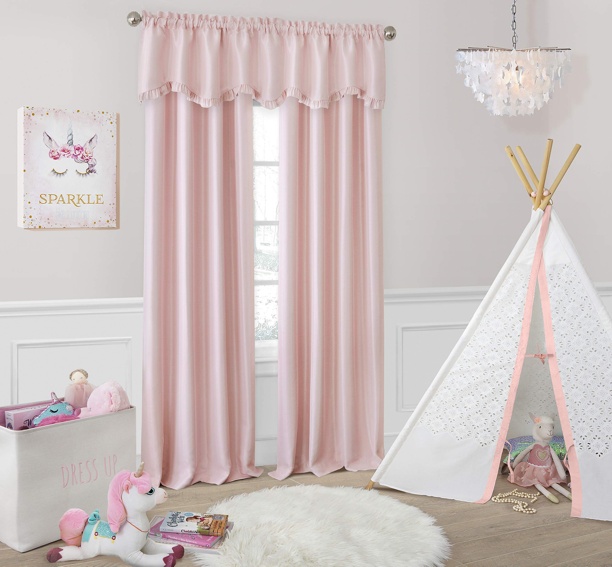 Pink Curtains With Valance Curtains & Drapes