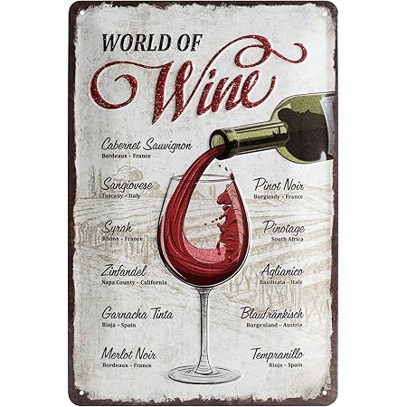 Nostalgic-Art Retro Blechschild Open Bar – World of Wine – Geschenk-Idee für Wein-Liebhaber, aus Metall, Vintage-Design zur Dekoration, 20 x 30 cm