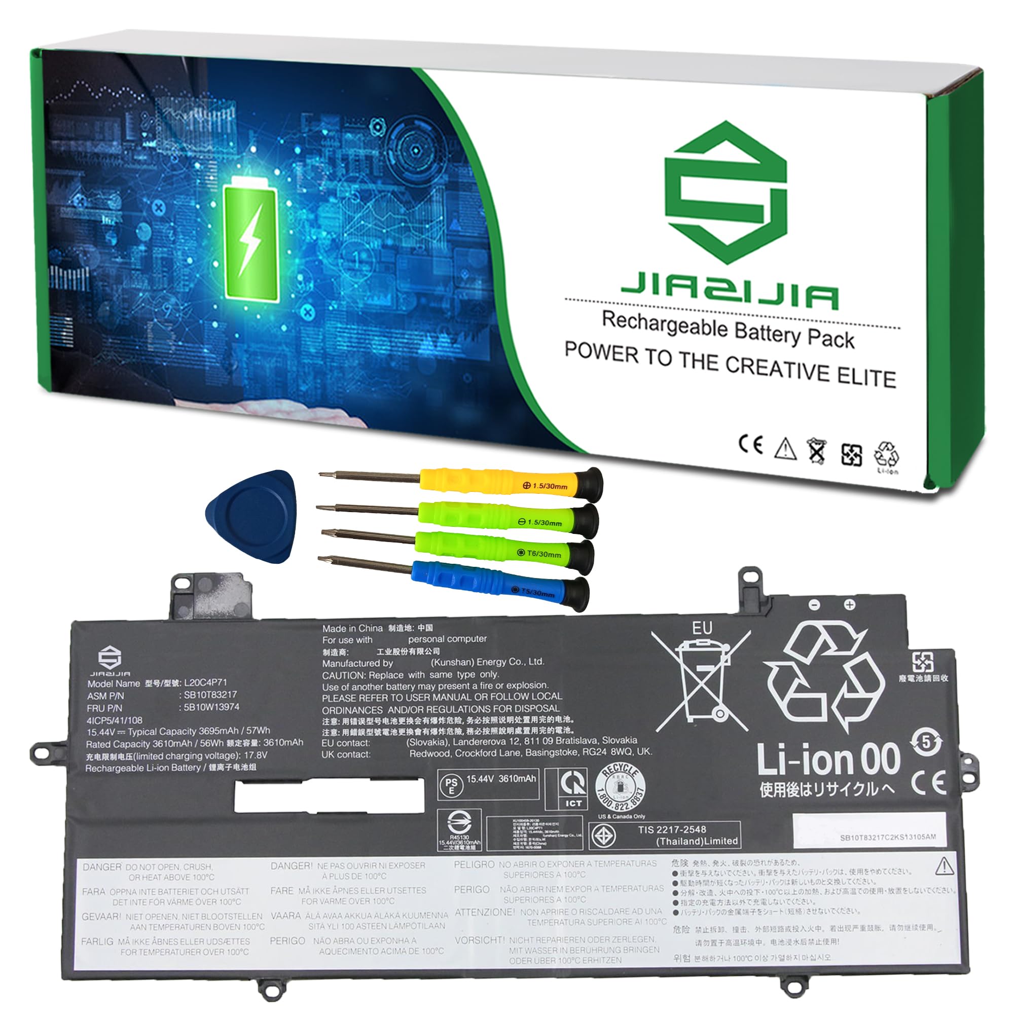 JIAZIJIA L20C4P71 Laptop Battery Replacement for Lenovo ThinkPad X1 Carbon 9th 10th 11th Gen X1 Yoga 6th 7th 8th Gen Series SB10T83217 5B10W13974