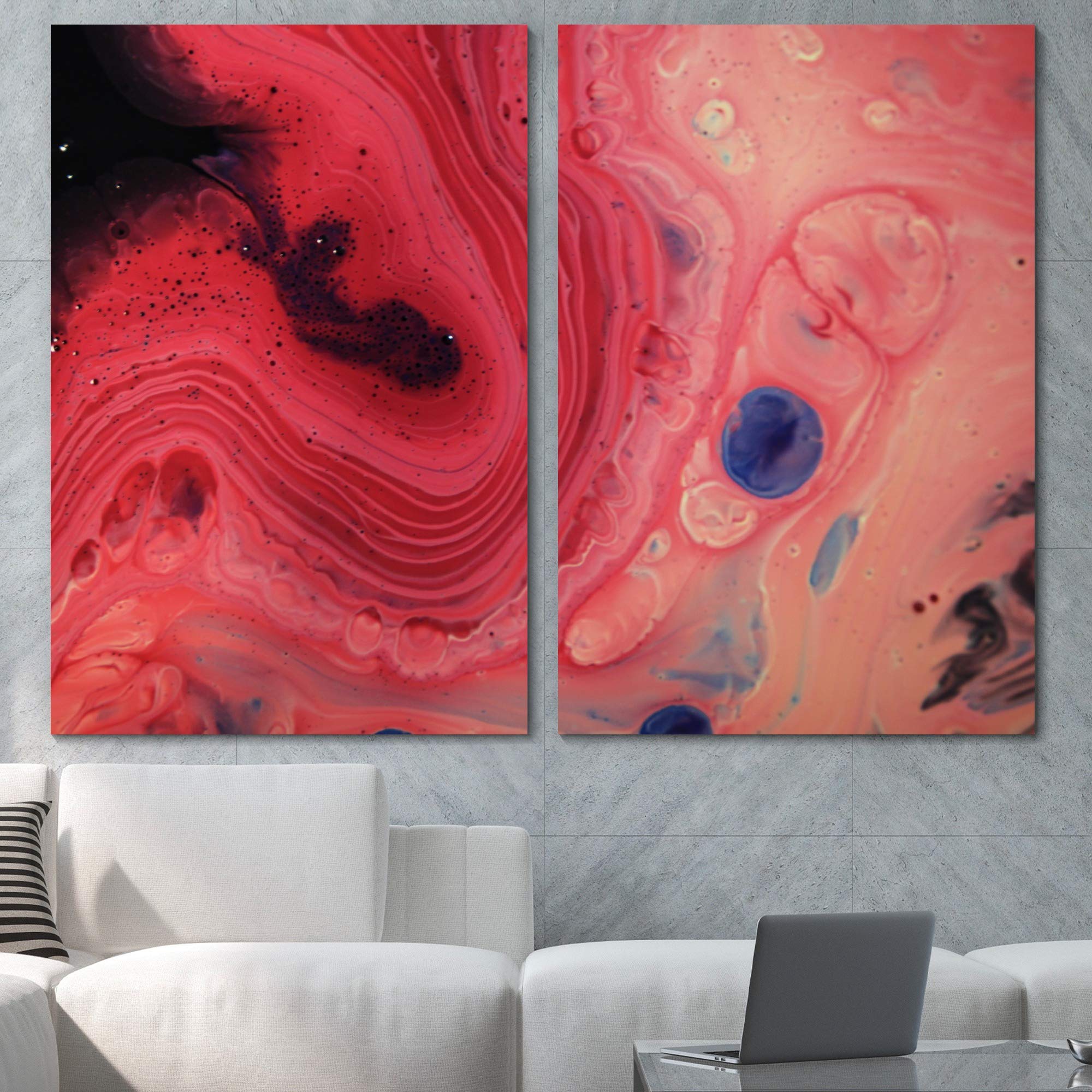 SIGNLEADERAbstract Fluids Wall Art Abstract Canvas Prints for Living Room Bedroom Contemporary Digital Art - 16"x24" x 2 Panels