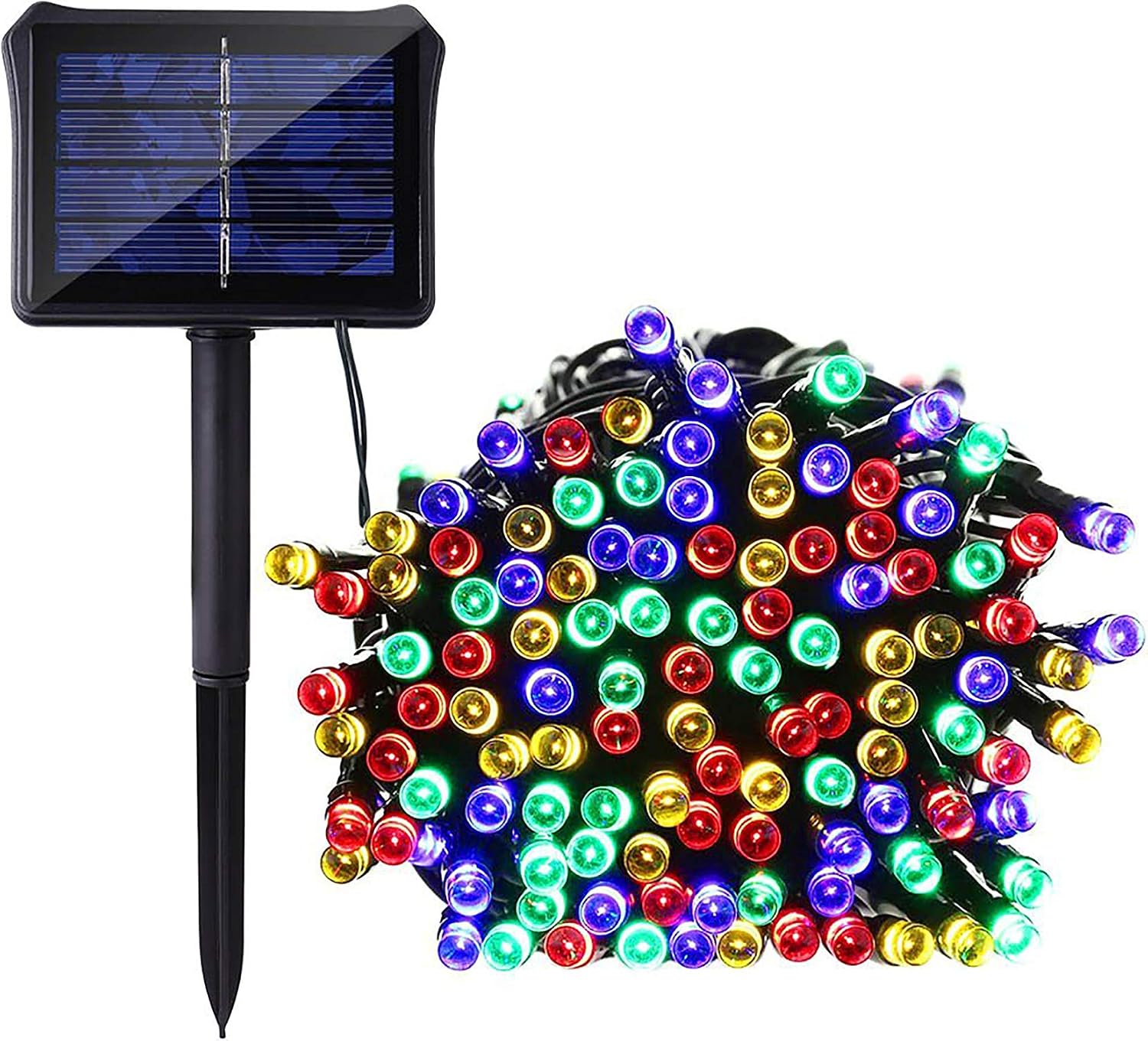 Perfect Holiday Solar Lights Outdoor | 72Ft 200 LED String Fairy Lights | 6-8 Hrs Charging | Includes Panel & Ground Stake | for Patio, Garden, Fence, Wedding, Party & Christmas Decor | Multicolor